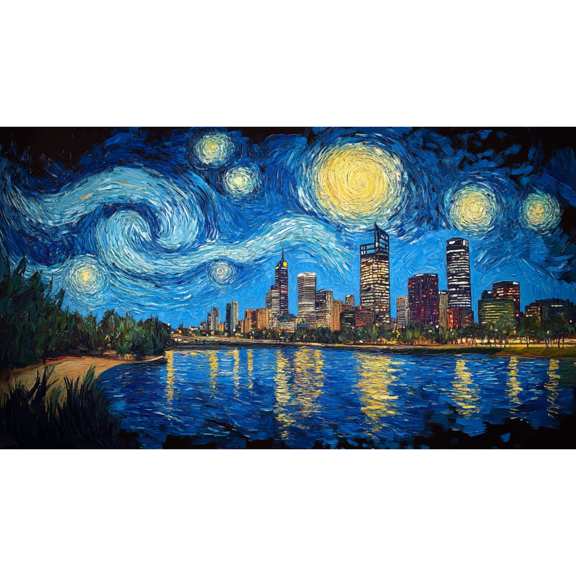 AU 11oz Mug - Perth Van Gogh-inspired Cityscape Design Ceramic Coffee Cup product thumbnail image AU 11oz Mug - Perth Van Gogh-inspired Cityscape Design Ceramic Coffee Cup product thumbnail image