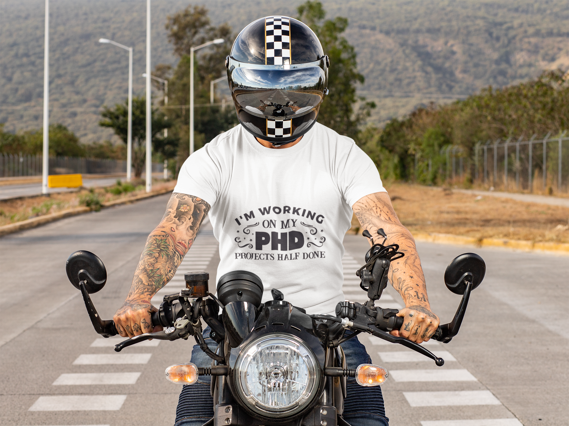 Funny Unisex PhD T-Shirt - I'm Working on My Projects Half Done product thumbnail image