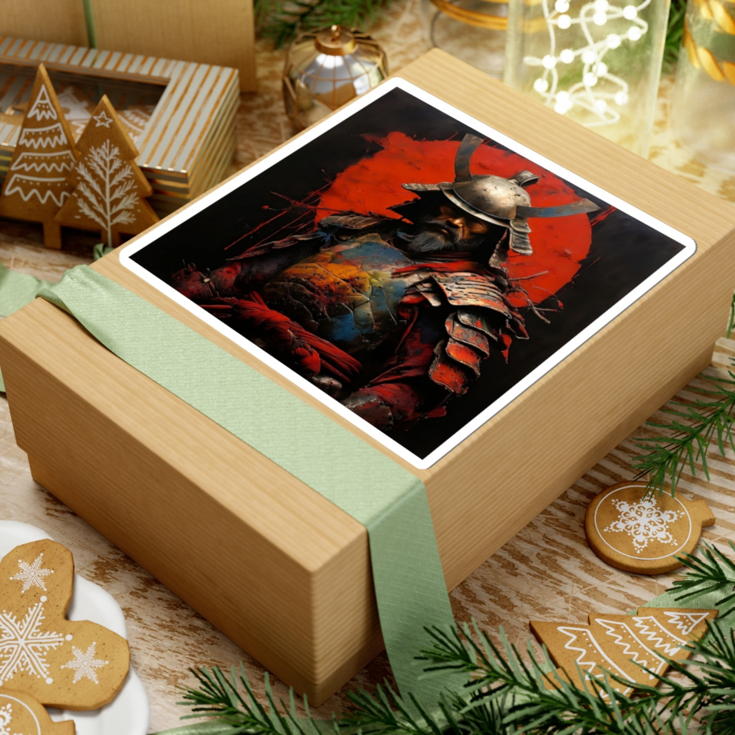 Samurai Warrior Portrait Kiss-Cut Stickers