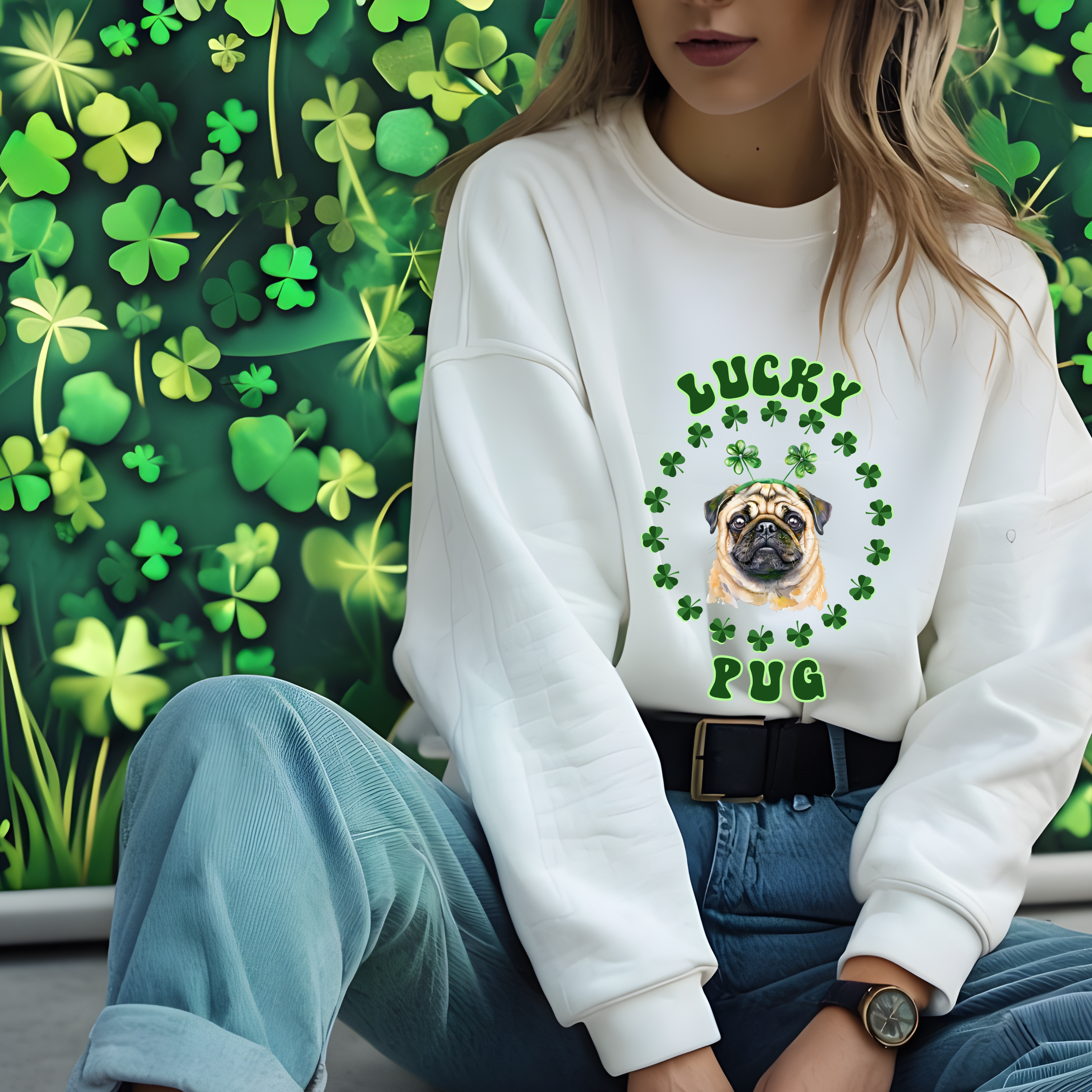 Lucky Pug Long Sleeve Tee - St. Patrick's Day Apparel