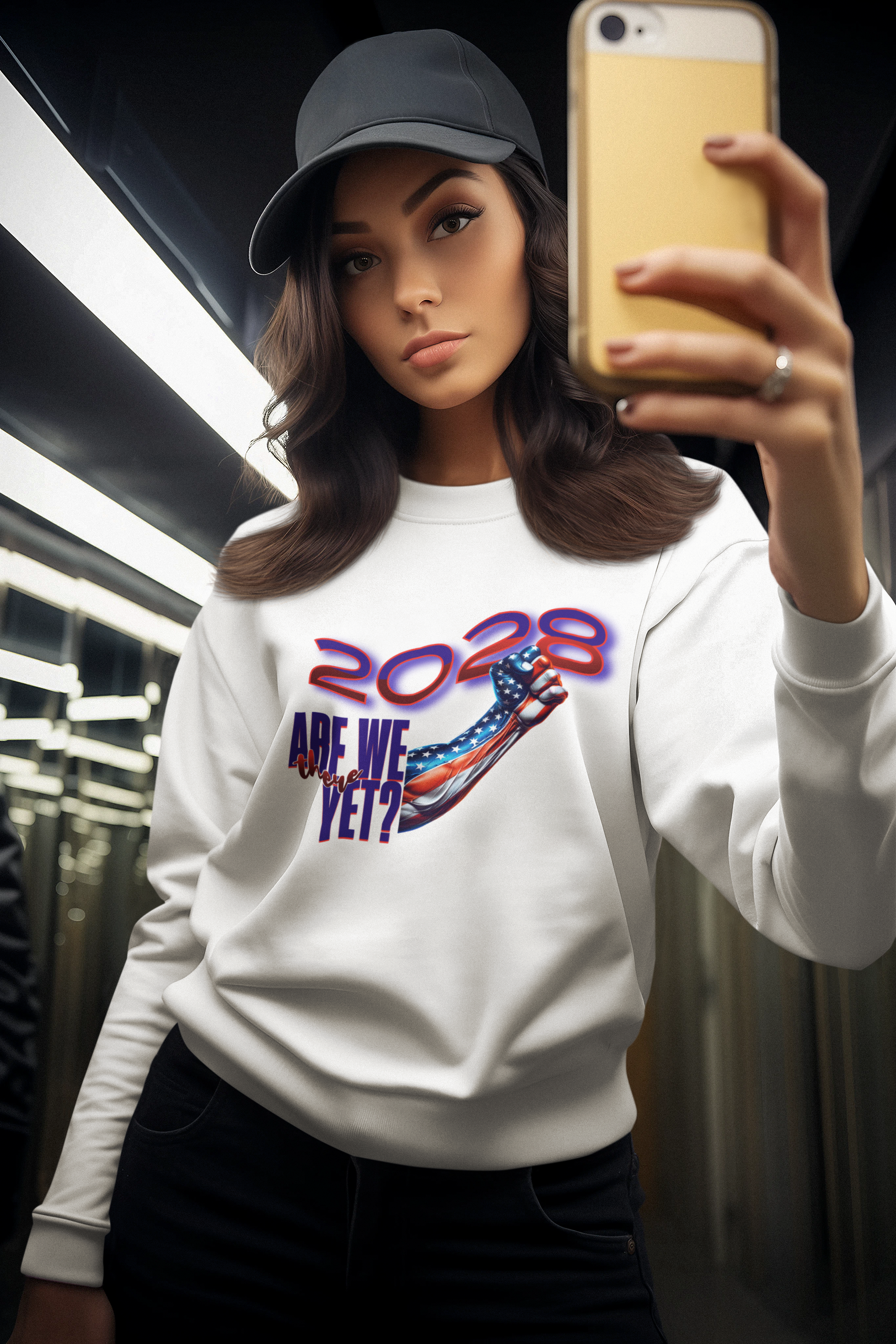 Are We There Yet 2028? - Patriotic Determination Design, American Flag Art, Political Statement Graphic Shirt, Activism and Patriotism Tees product thumbnail image
