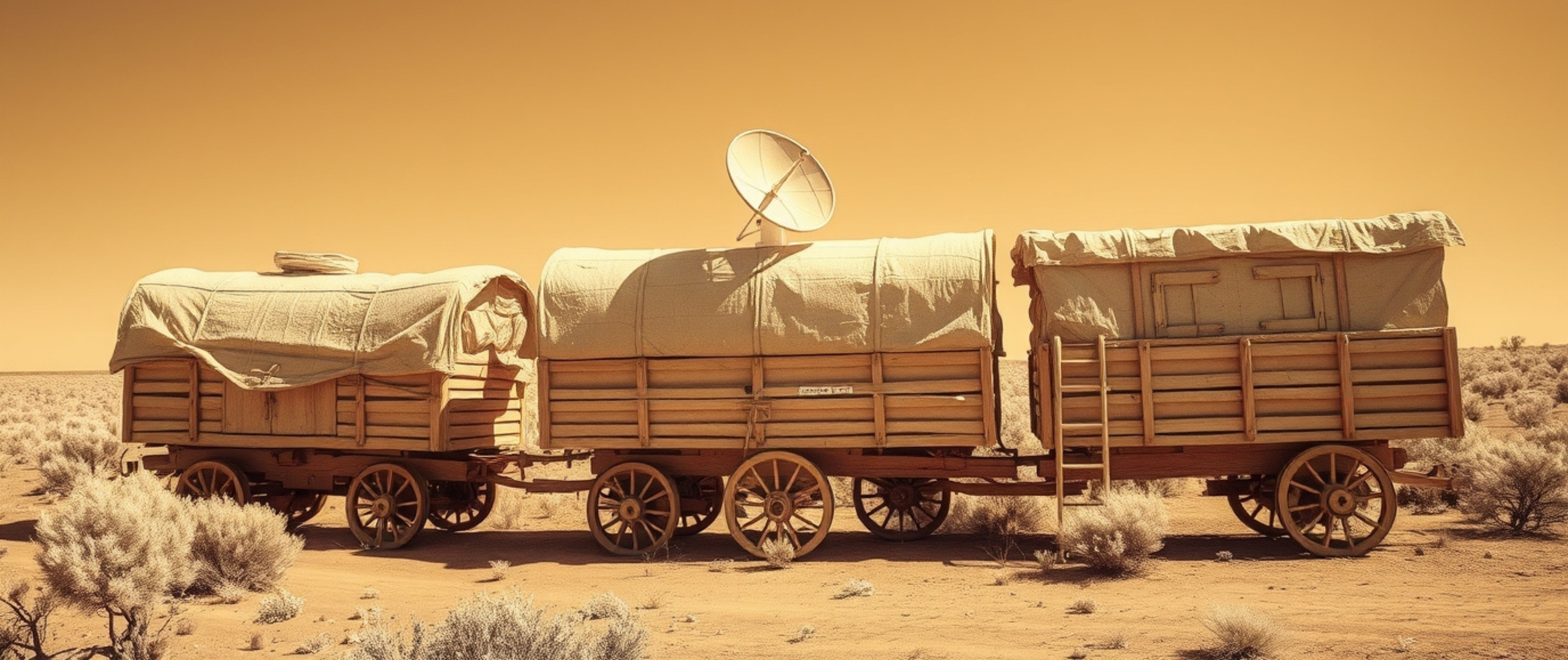 AU 11oz Mug - Wagon Road Train Caravan – Sepia-Toned Ceramic Coffee/Tea Cup