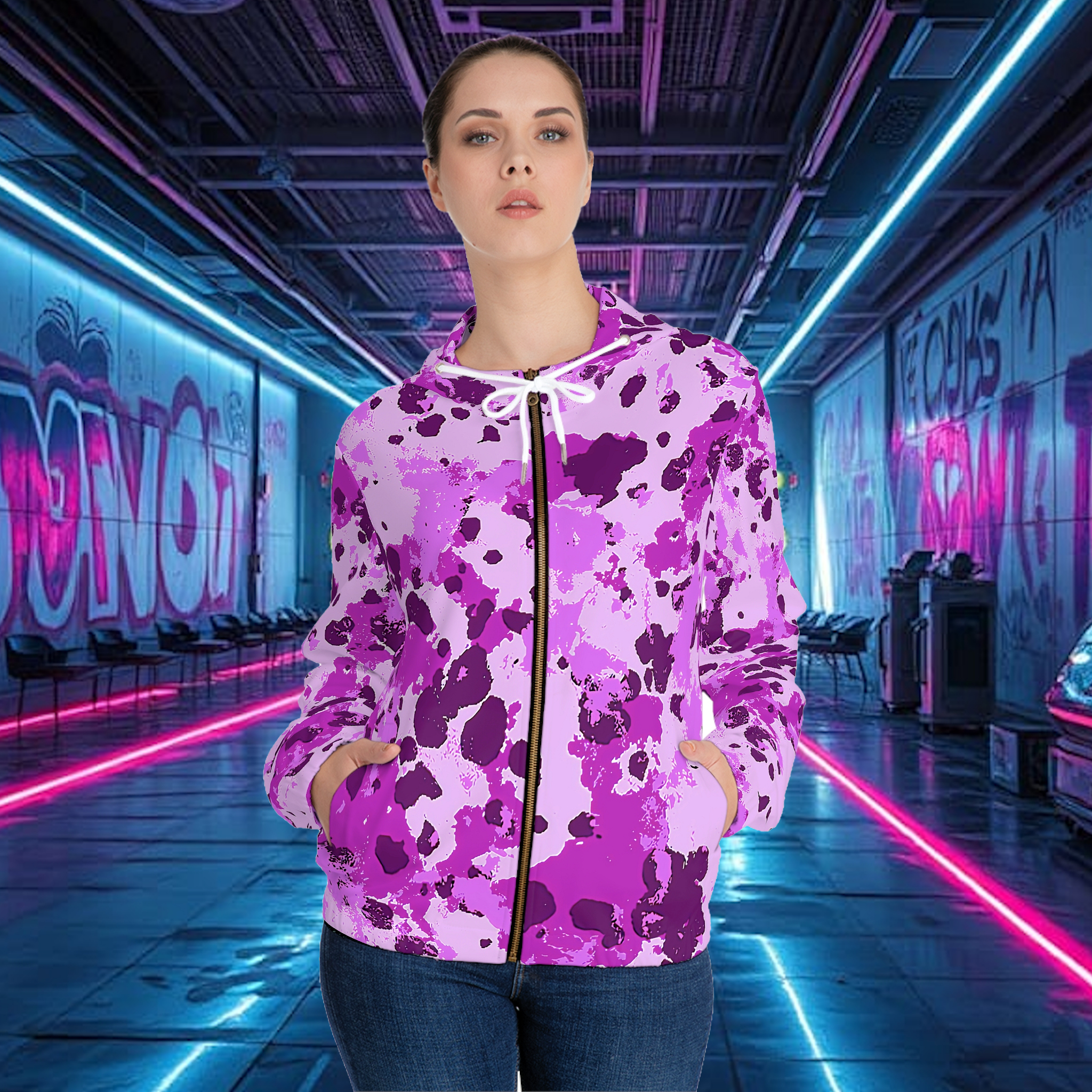 Battle Rouge - Women’s Full-Zip Hoodie (AOP) product thumbnail image Battle Rouge - Women’s Full-Zip Hoodie (AOP) product thumbnail image