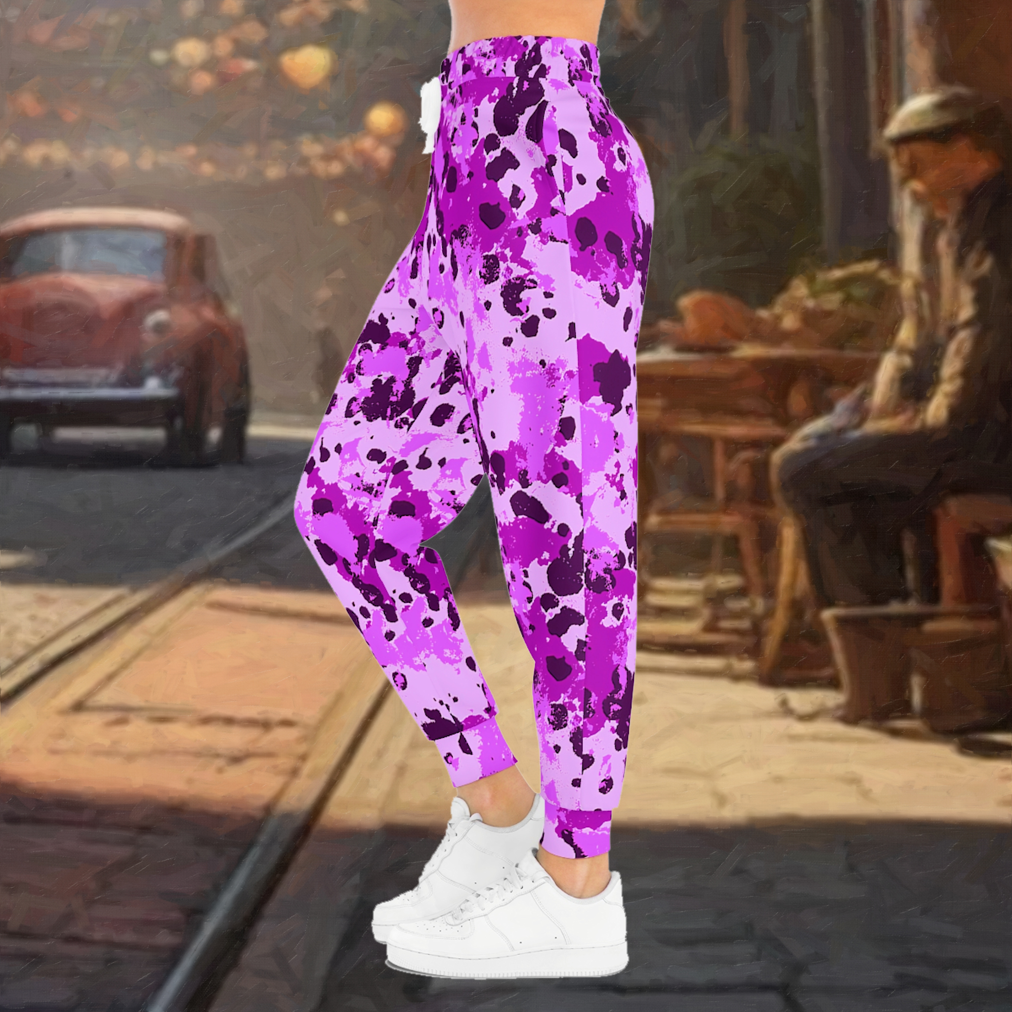 Battle Rouge - Athletic Joggers - Purple Abstract Design for Active Lifestyle Battle Rouge - Athletic Joggers - Purple Abstract Design for Active Lifestyle
