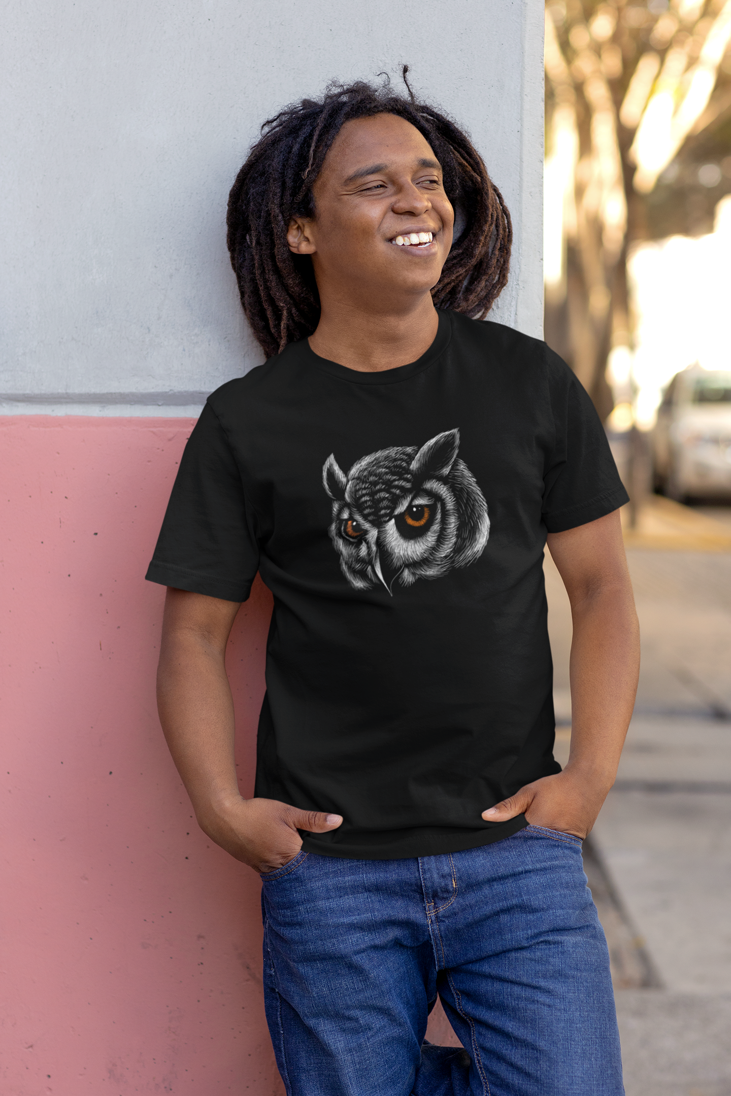 Owl Art Black T Shirt | Graphic Tee for Owl Lovers & Owl Gifts | Express Delivery Available product thumbnail image Owl Art Black T Shirt | Graphic Tee for Owl Lovers & Owl Gifts | Express Delivery Available product thumbnail image