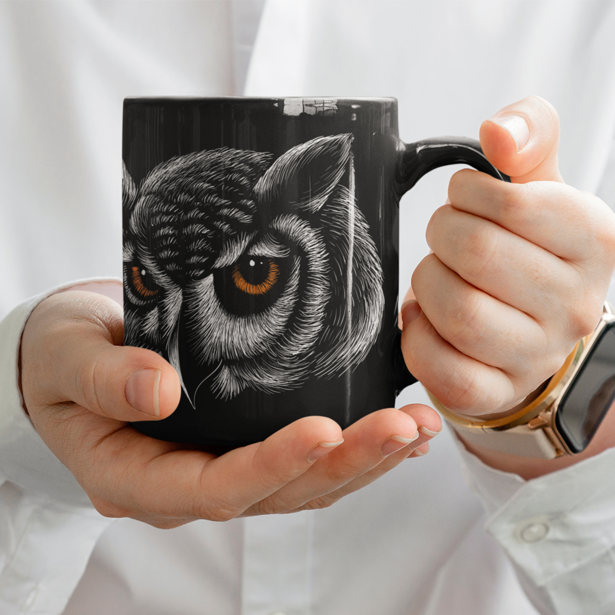 Owl Art Black Coffee Mug – Unique Gift for Owl Lovers & Cozy Corner Decor product thumbnail image Owl Art Black Coffee Mug – Unique Gift for Owl Lovers & Cozy Corner Decor product thumbnail image