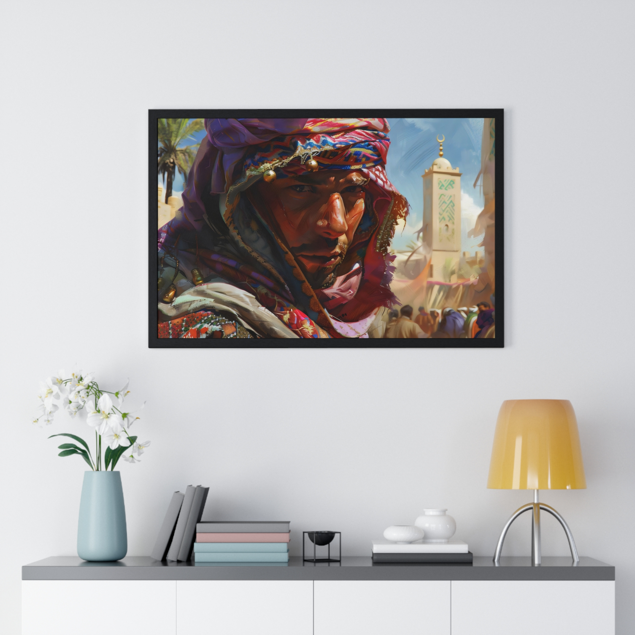 Arab Bedouin Warrior in Mecca Horizontal Framed Poster