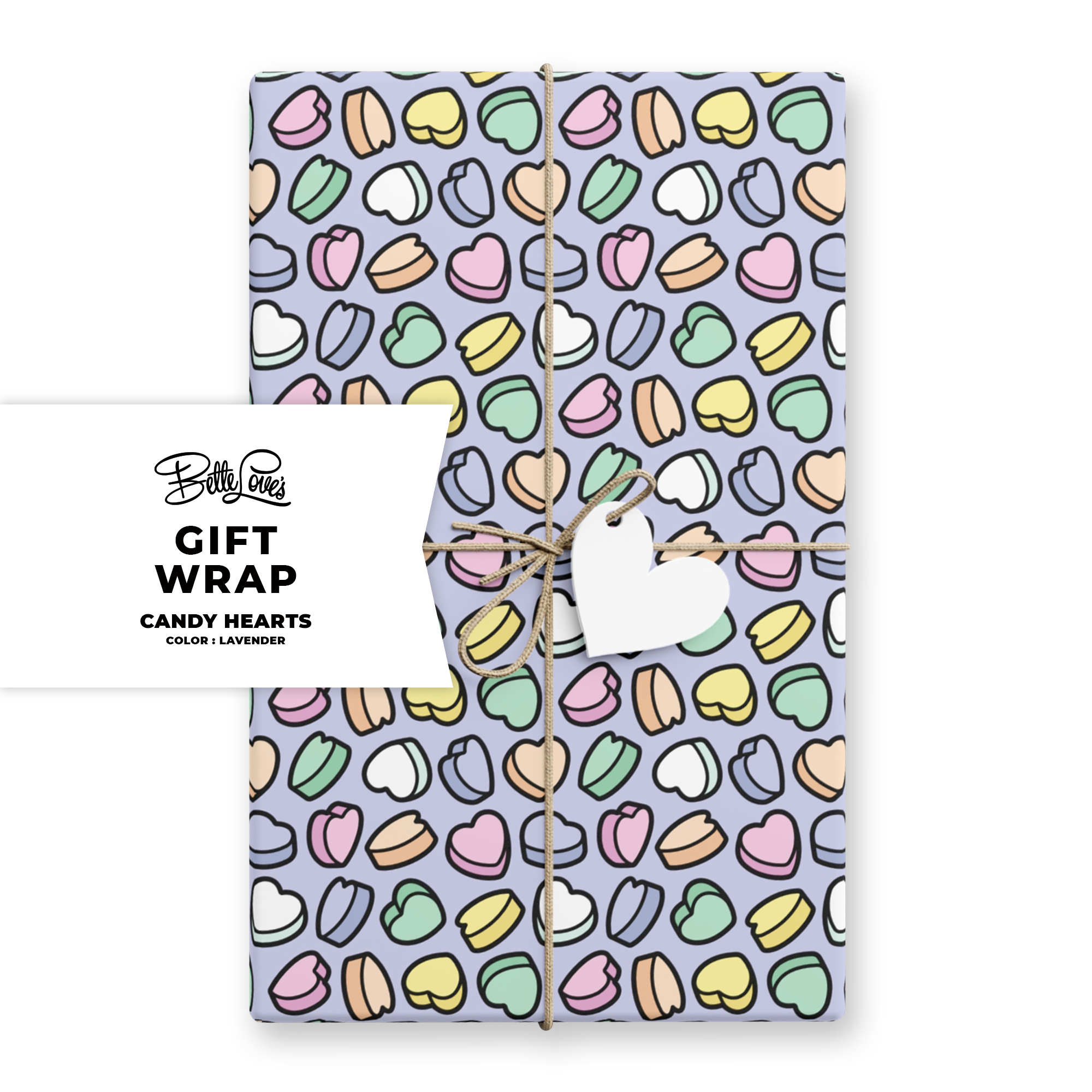 Candy Hearts Gift Wrap in Lavender Candy Hearts Gift Wrap in Lavender