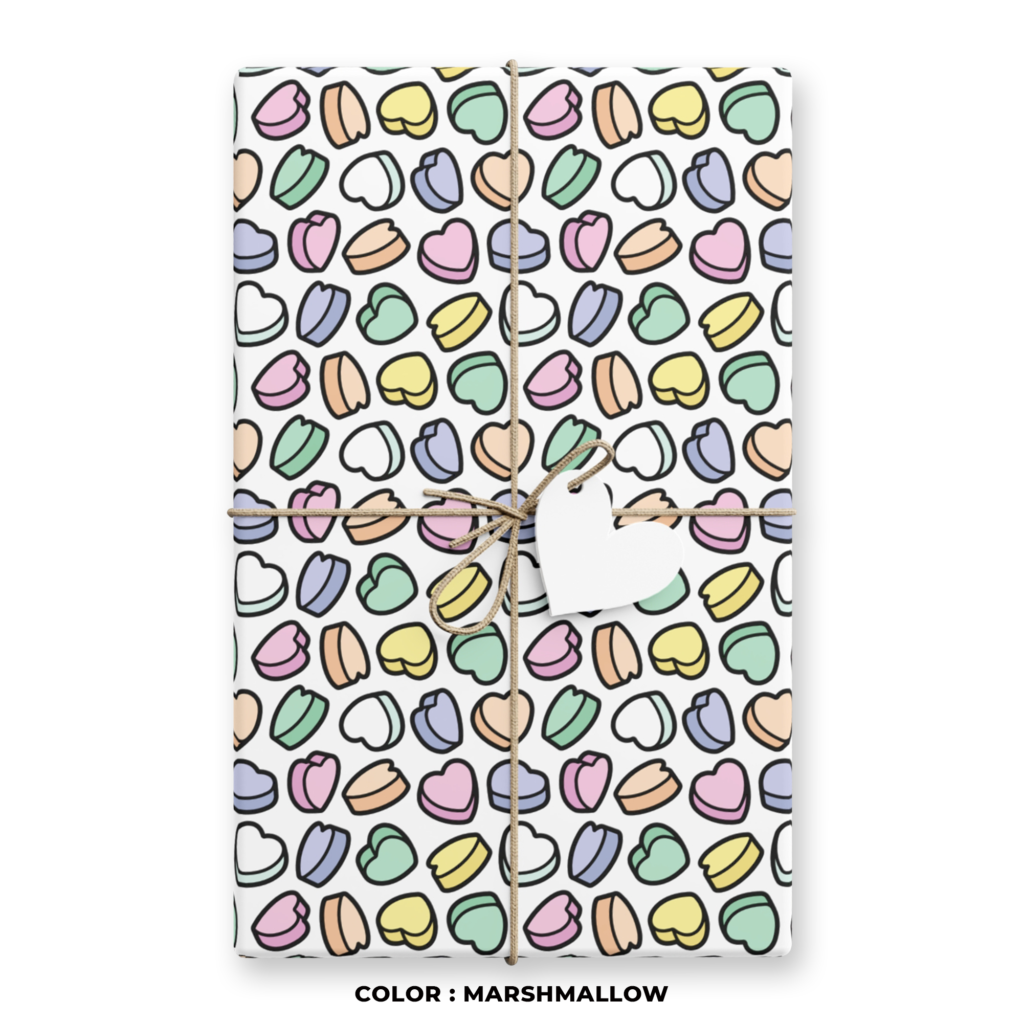 Candy Hearts Gift Wrap in Marshmallow product thumbnail image Candy Hearts Gift Wrap in Marshmallow product thumbnail image