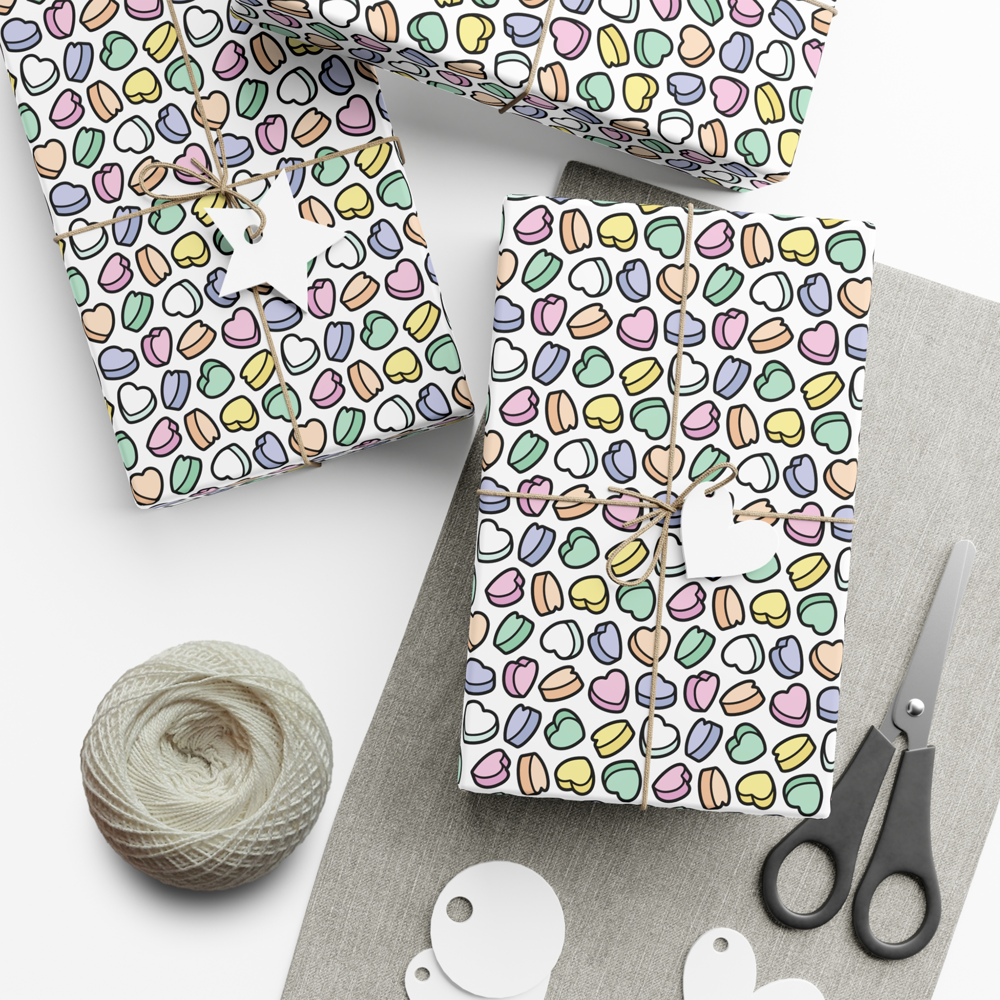 Candy Hearts Gift Wrap in Marshmallow product thumbnail image Candy Hearts Gift Wrap in Marshmallow product thumbnail image