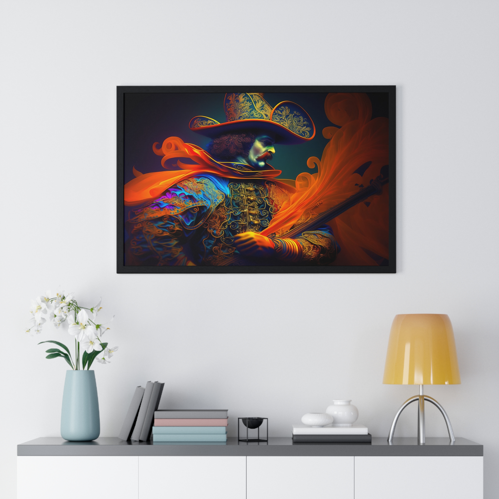 Musketeer French Warrior Portrait Horizontal Framed Poster product thumbnail image Musketeer French Warrior Portrait Horizontal Framed Poster product thumbnail image