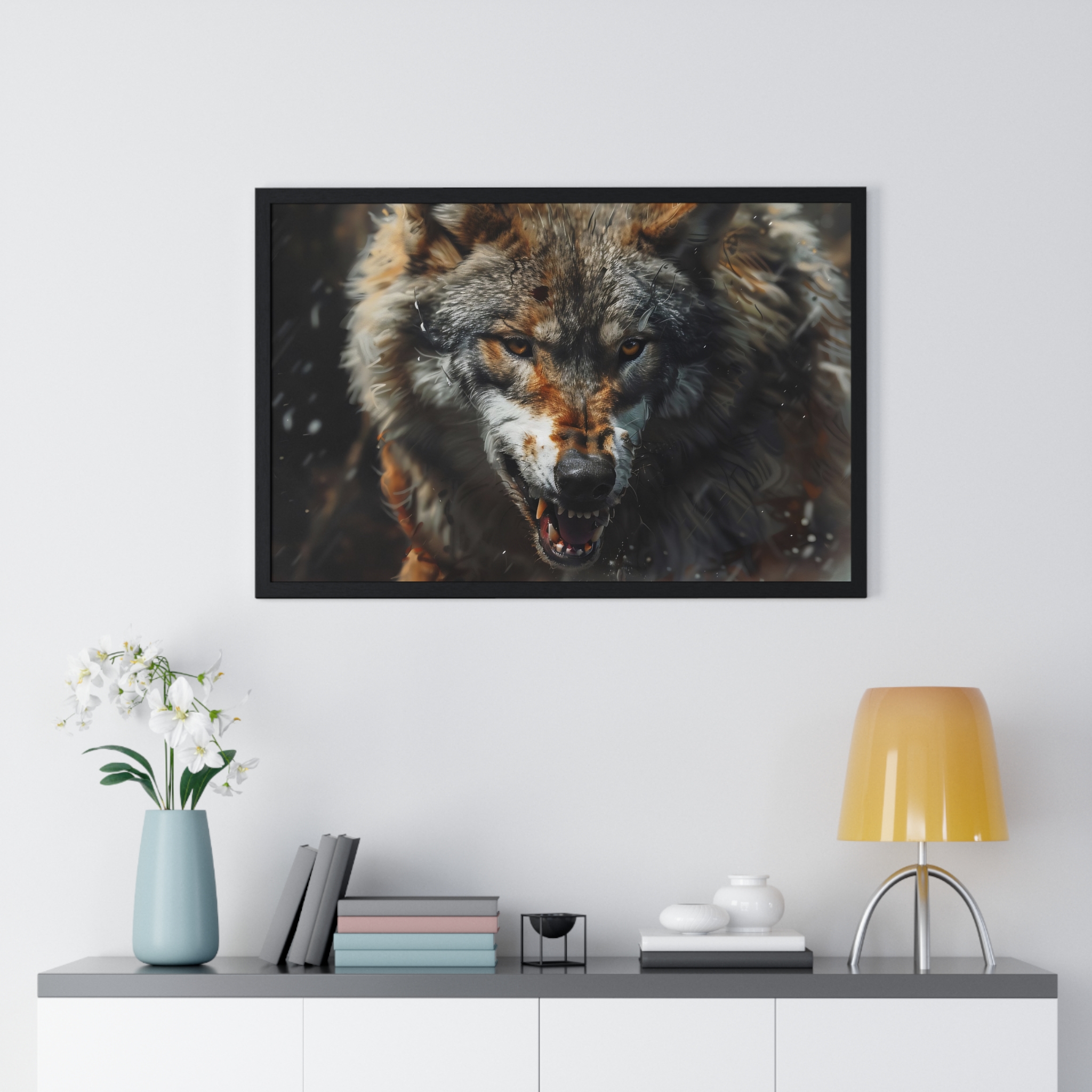 Fenrir Wolf Viking Mythology Horizontal Framed Poster