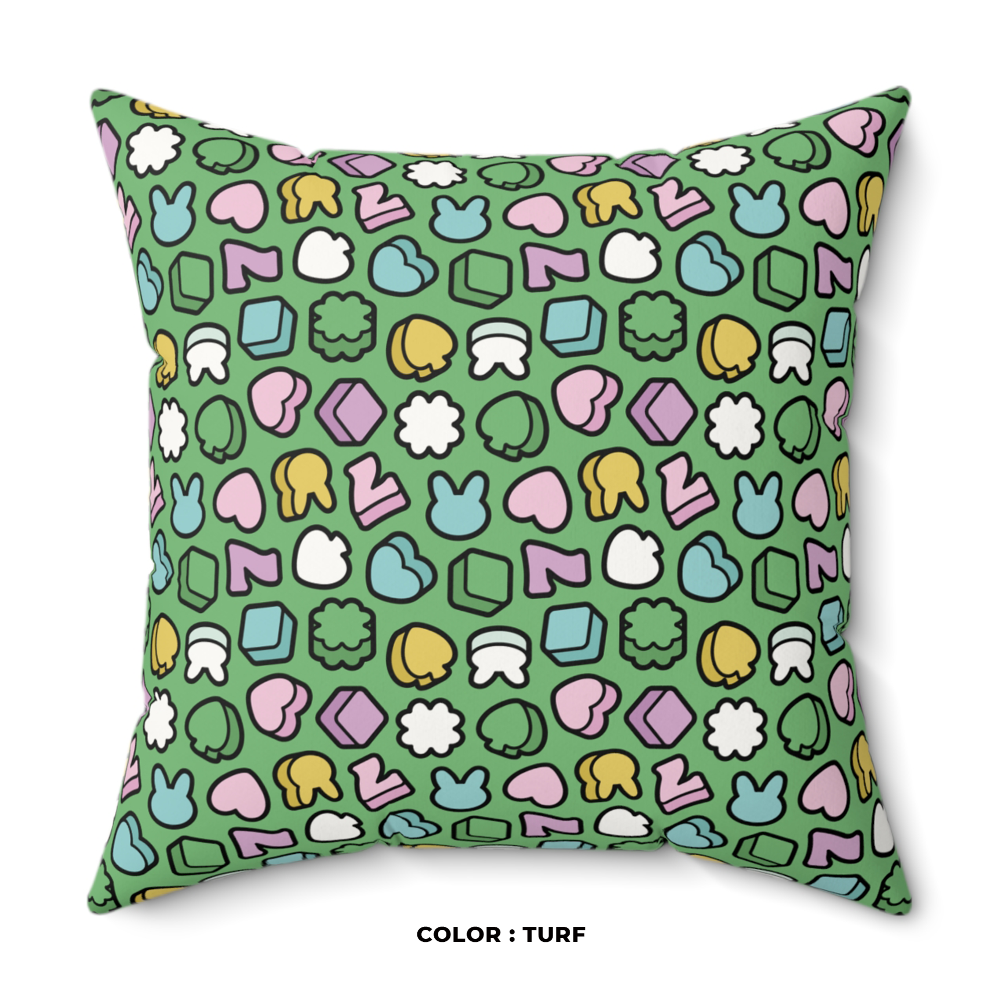 Good Luck Charms Throw Pillow in Turf product thumbnail image Good Luck Charms Throw Pillow in Turf product thumbnail image