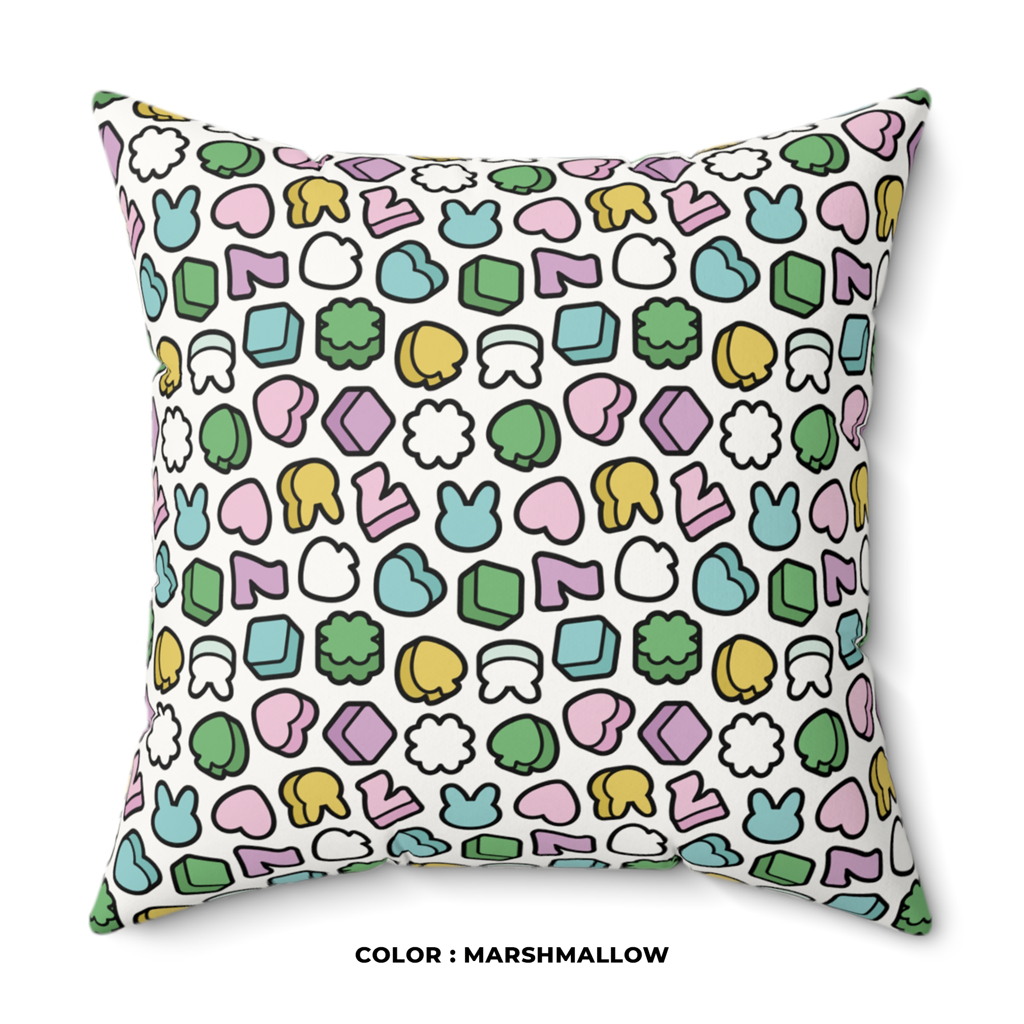 Good Luck Charms Throw Pillow in Marshmallow product thumbnail image Good Luck Charms Throw Pillow in Marshmallow product thumbnail image