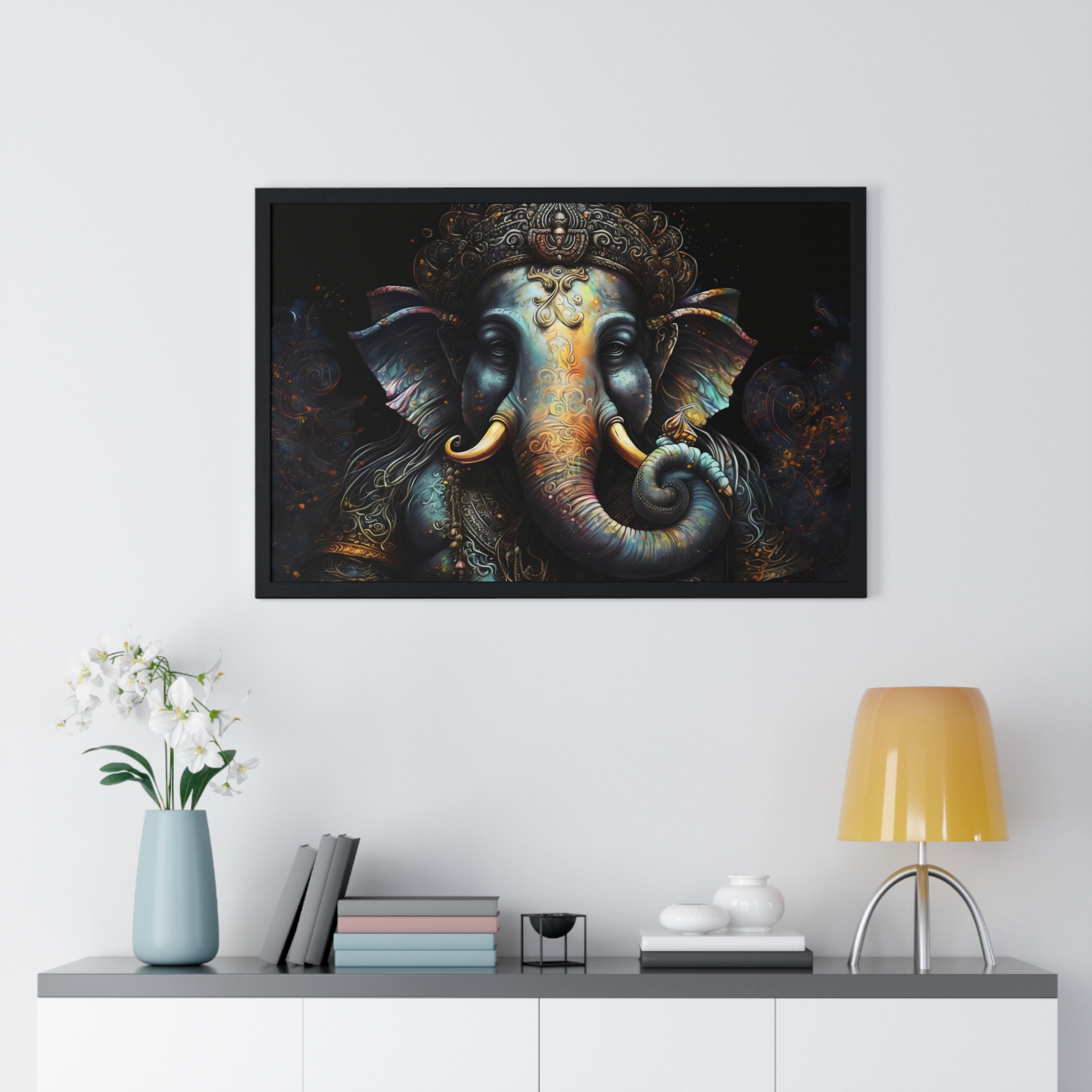 Ganesh Hindu God of Luck Horizontal Framed Poster