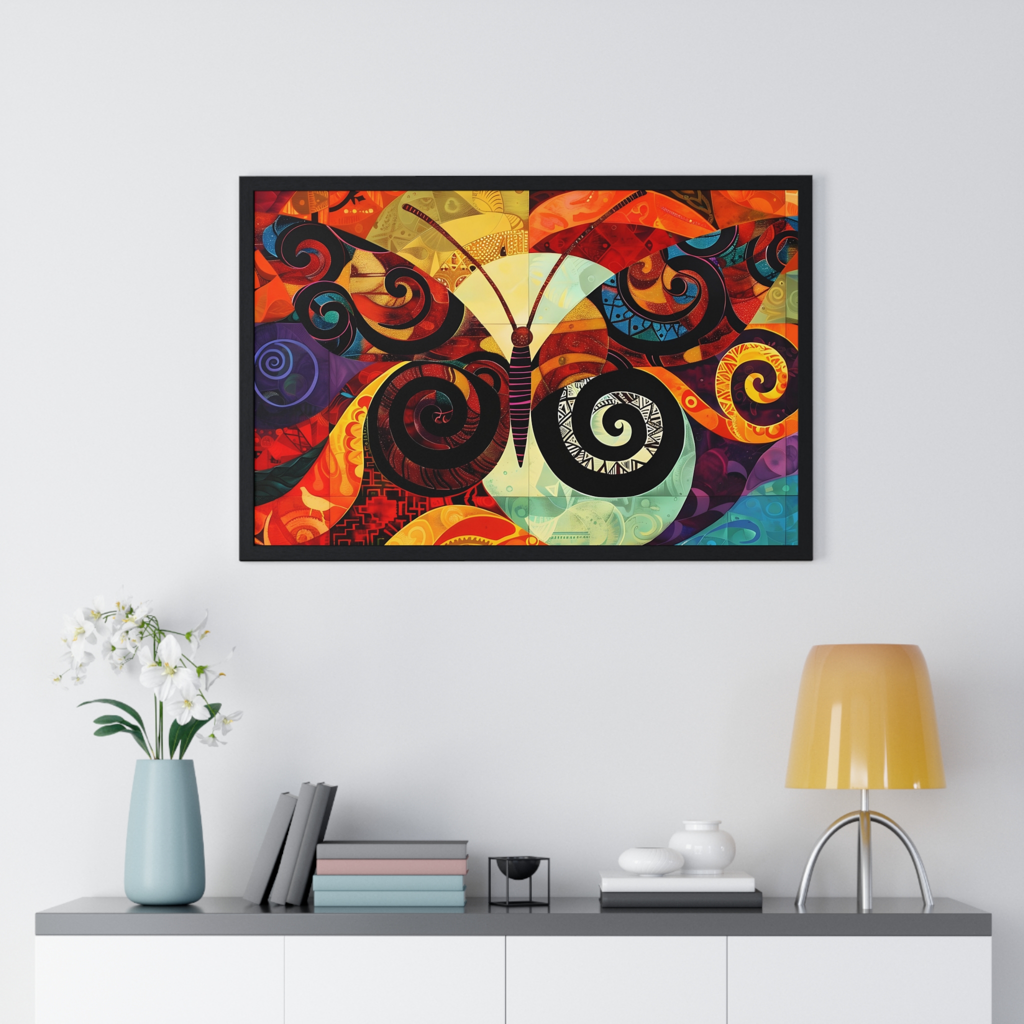 Abstract Colorful Butterfly Horizontal Framed Poster