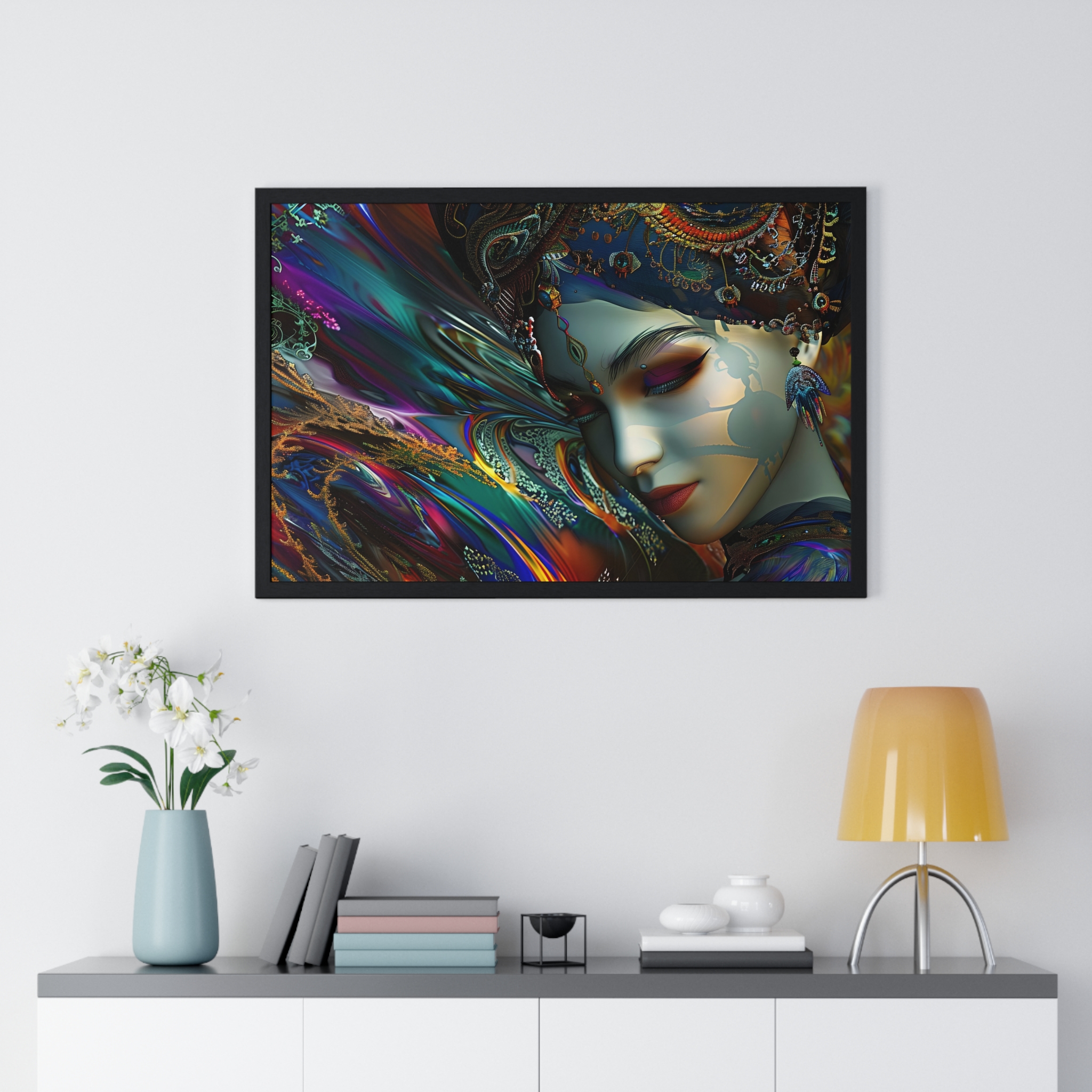 Venice Mask Queen Horizontal Framed Poster