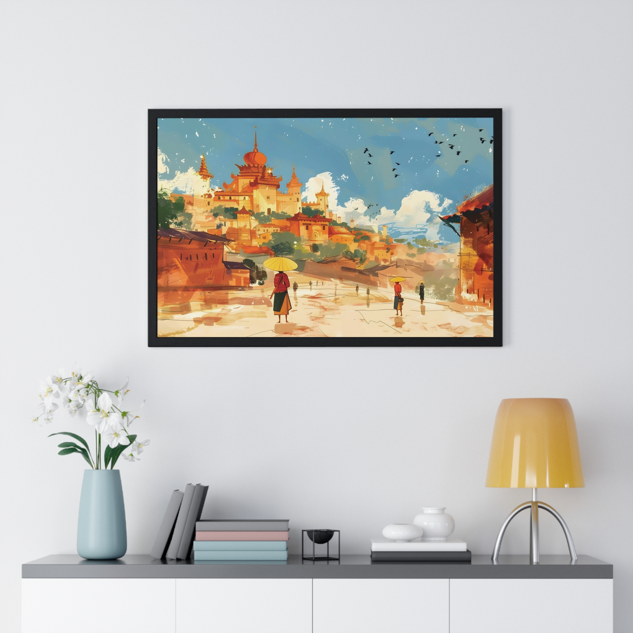 Mandalay Birmania Oil Portrait Horizontal Framed Poster product thumbnail image Mandalay Birmania Oil Portrait Horizontal Framed Poster product thumbnail image