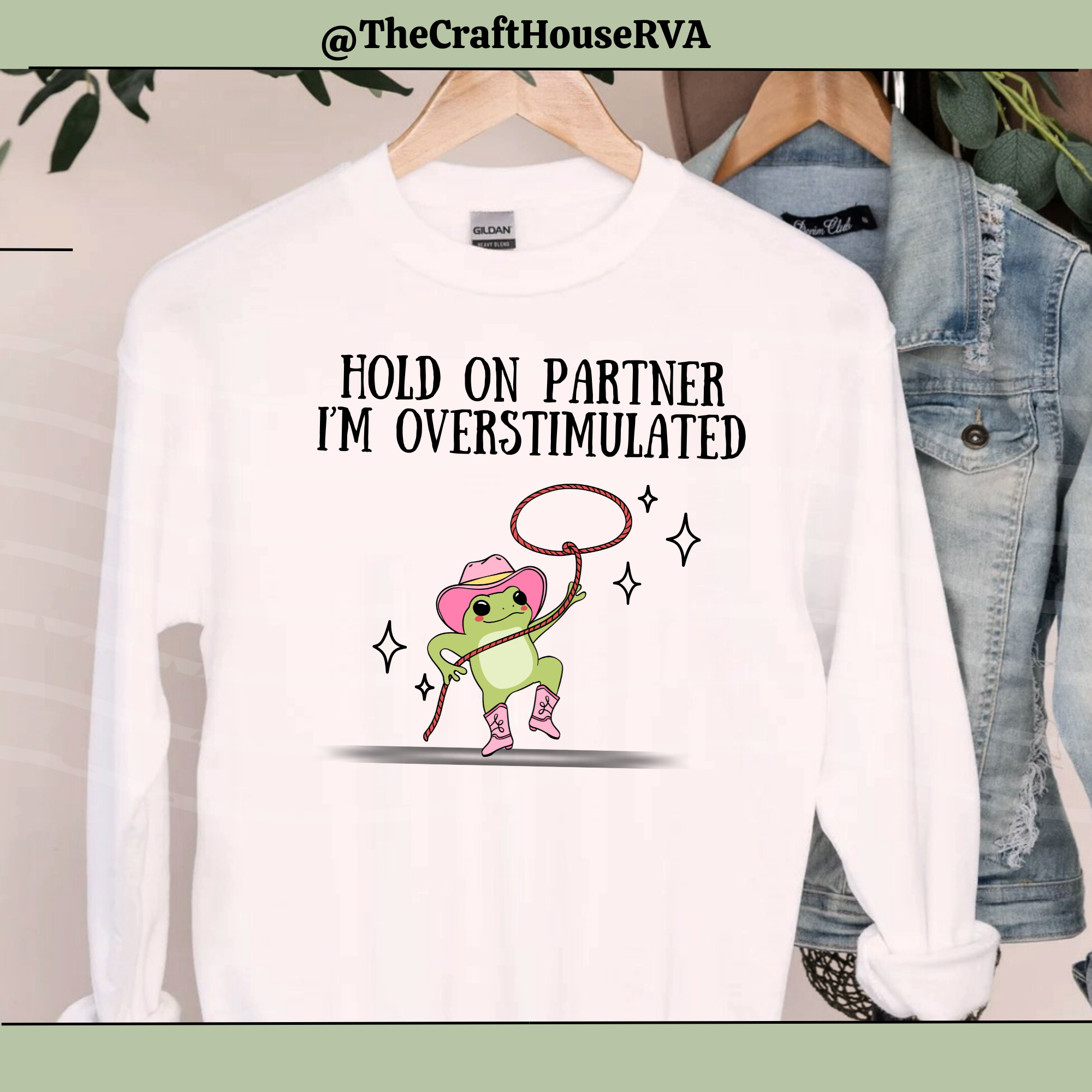Hold on partner i'm overstimulated, funny sarcastic frog, western design, 90s funny animals, gifts for her, mothers day product thumbnail image Hold on partner i'm overstimulated, funny sarcastic frog, western design, 90s funny animals, gifts for her, mothers day product thumbnail image