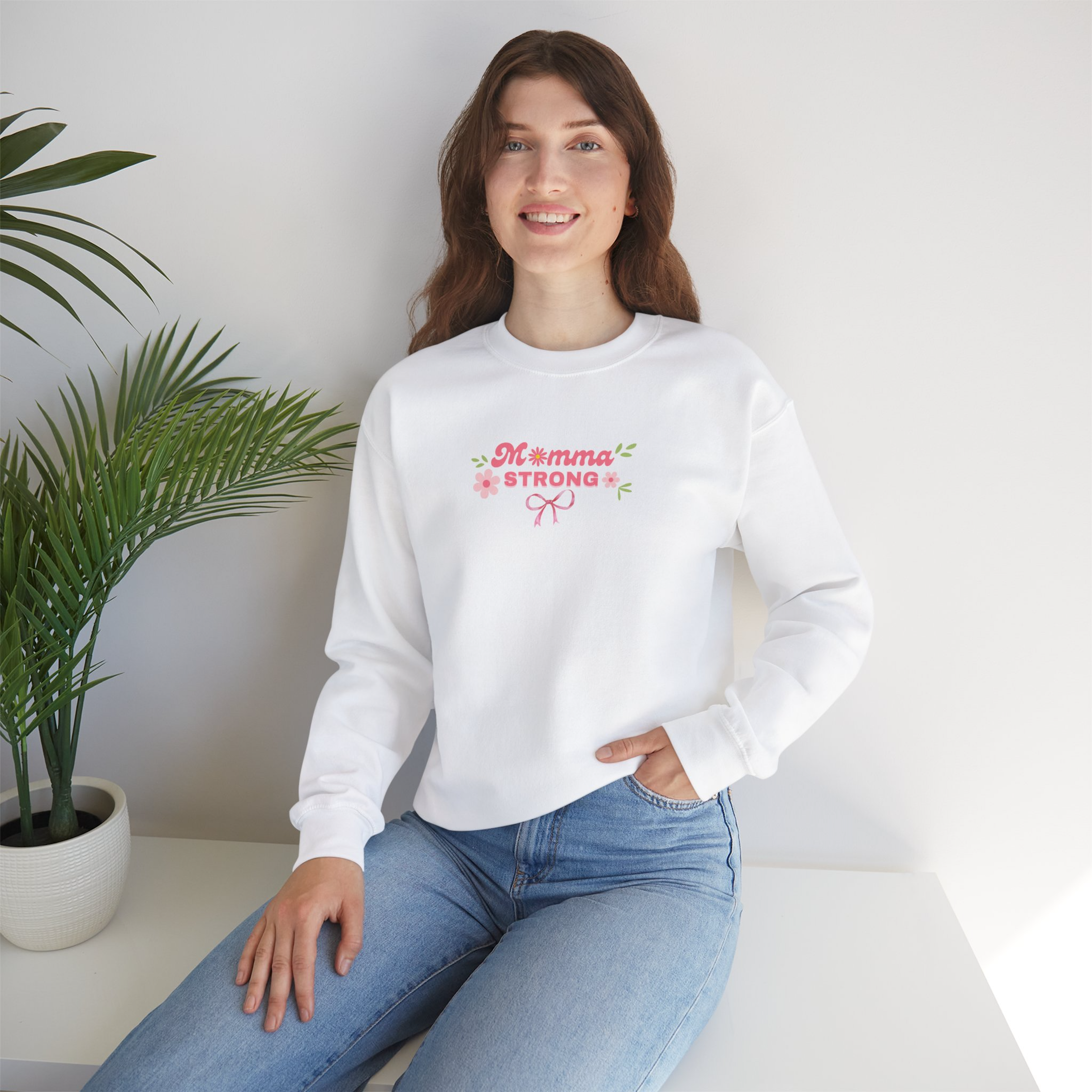 Momma Strong Cozy Crewneck Sweatshirt product thumbnail image Momma Strong Cozy Crewneck Sweatshirt product thumbnail image