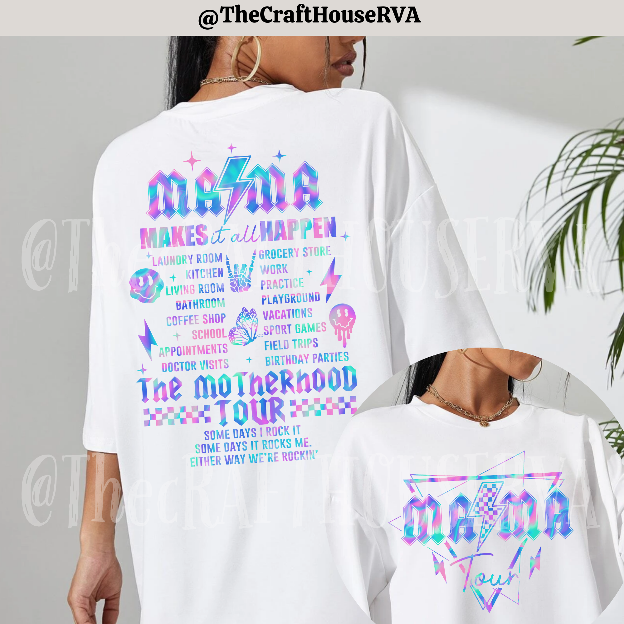 Mama tour graphic tee, the motherhood tour, mom makes it happen, fun mom life graphic tee, mothers day gift, overstimulated moms club gift
