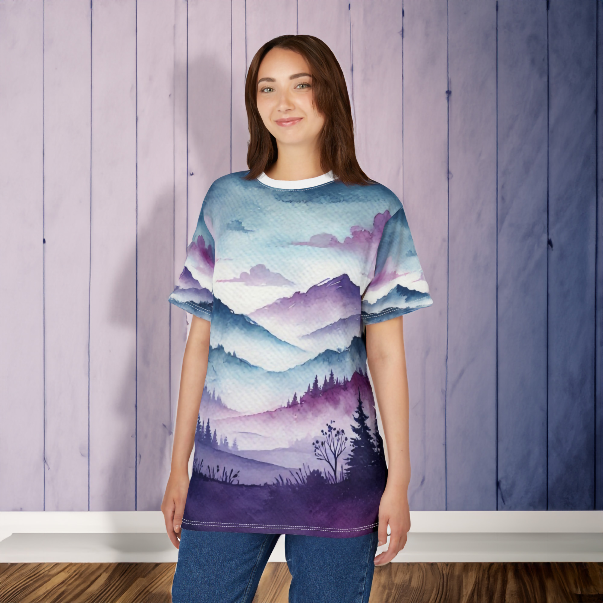 Scenic Mountain Landscape Unisex Cut &amp; Sew Tee Nature Inspired Apparel