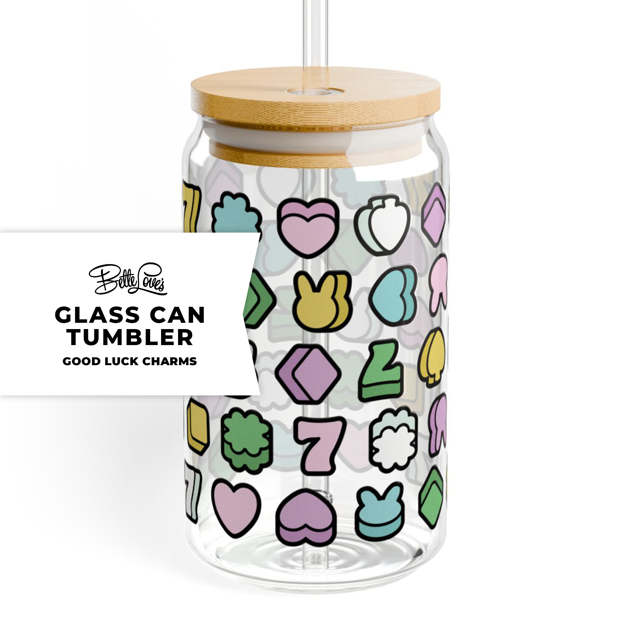 Good Luck Charms Glass Can Tumbler product thumbnail image Good Luck Charms Glass Can Tumbler product thumbnail image
