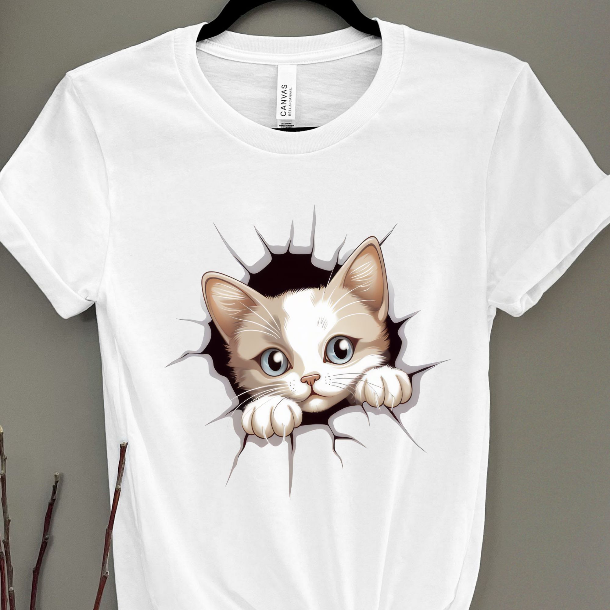 Cute Peeking Cat Shirt product thumbnail image
