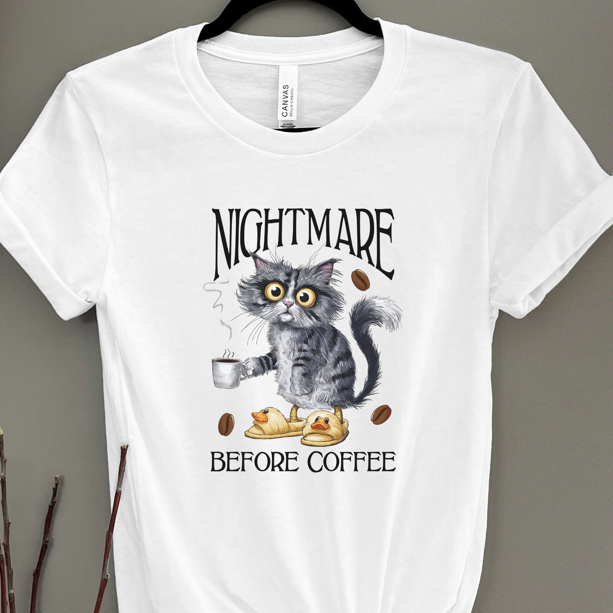 Nightmare Before Coffee Funny Cat Shirt product thumbnail image Nightmare Before Coffee Funny Cat Shirt product thumbnail image