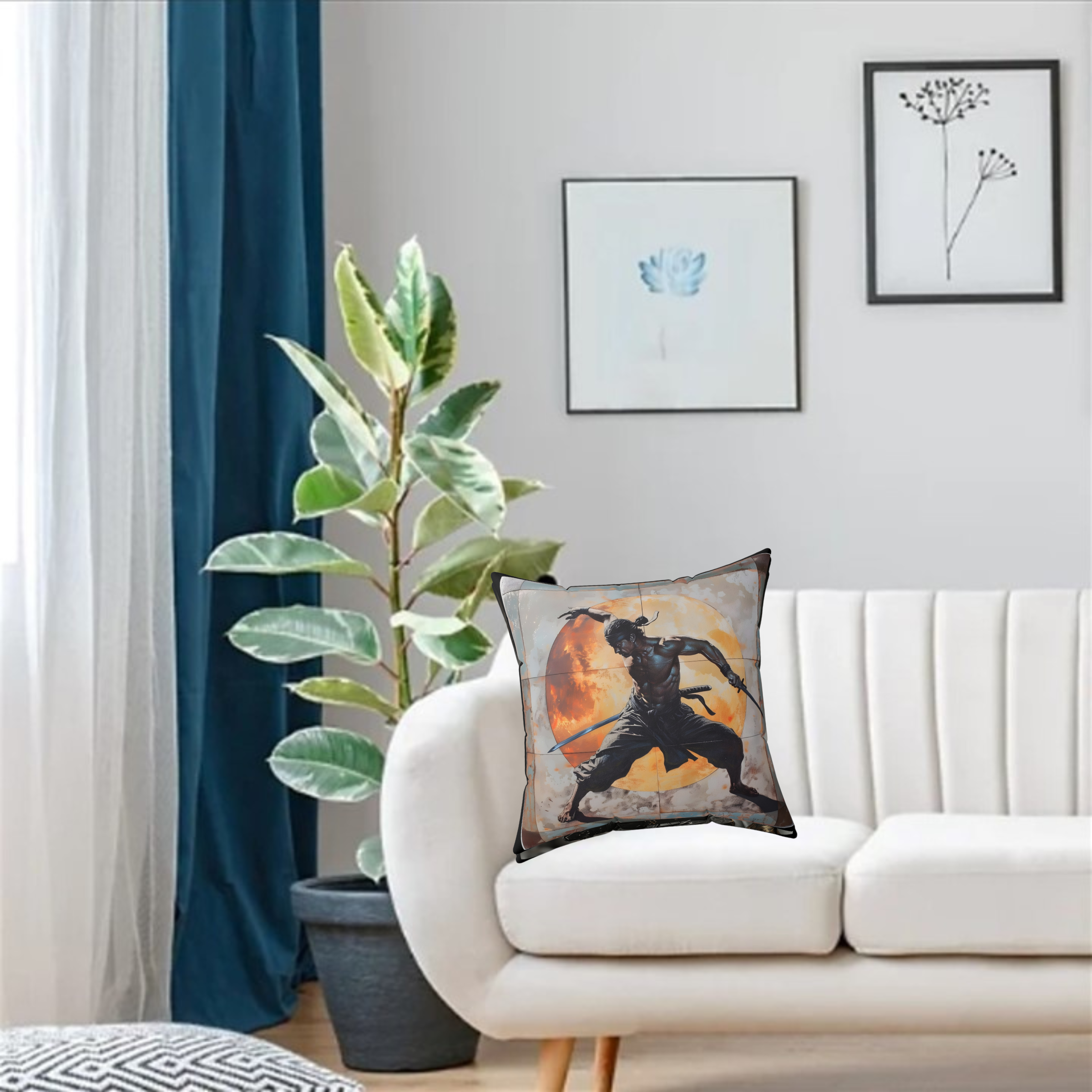 Ninja Warrior Working Out Square Pillow product thumbnail image Ninja Warrior Working Out Square Pillow product thumbnail image