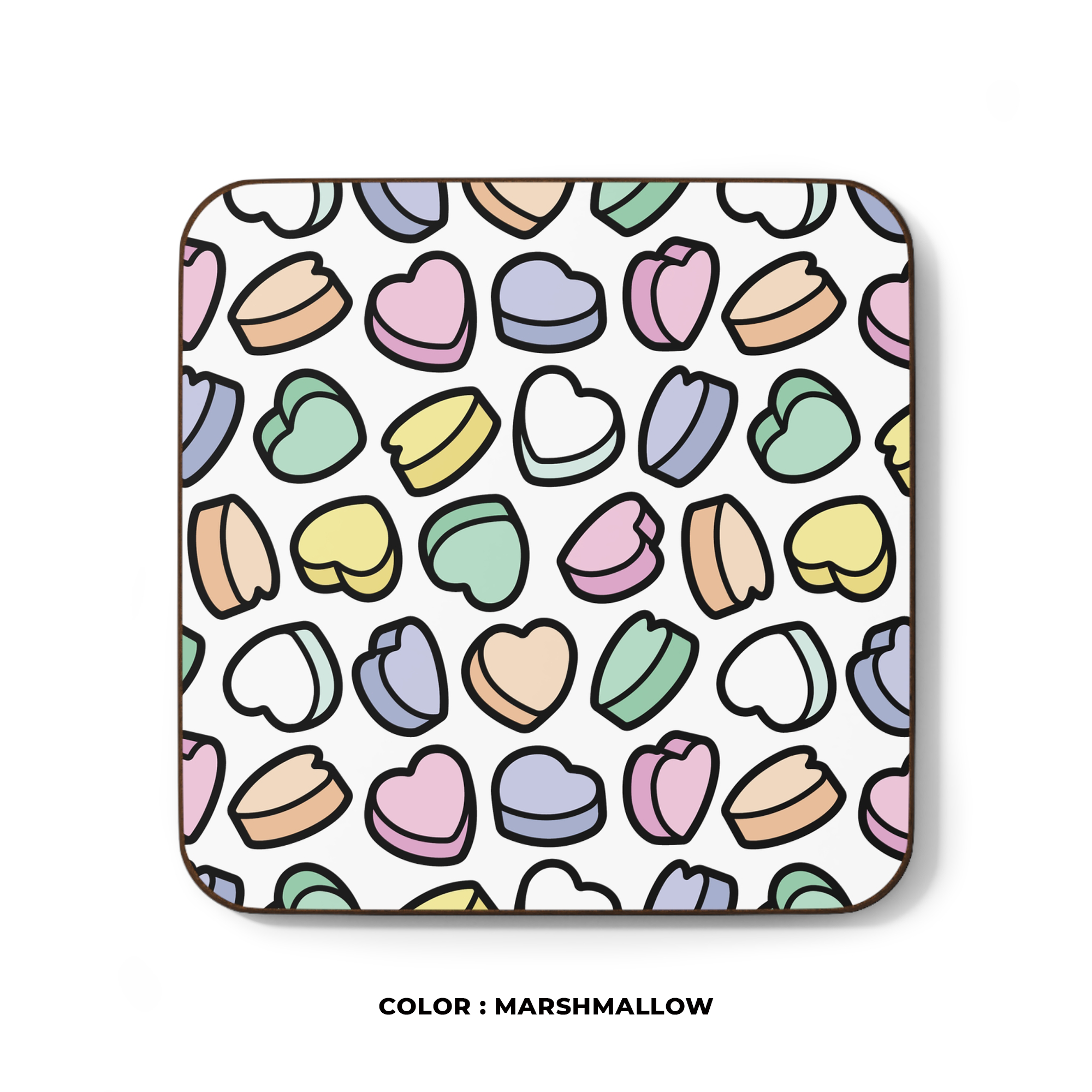 Candy Hearts Hardboard Coaster in Marshmallow product thumbnail image Candy Hearts Hardboard Coaster in Marshmallow product thumbnail image