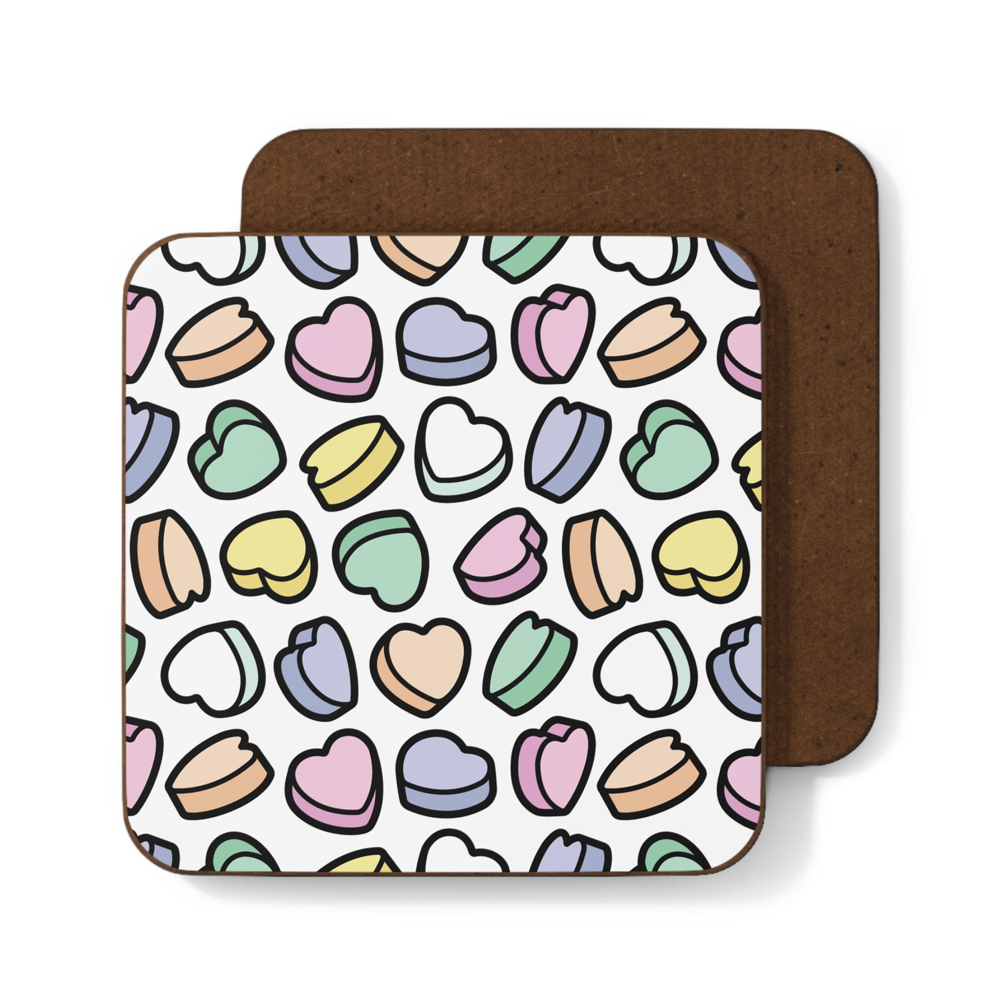 Candy Hearts Hardboard Coaster in Marshmallow product thumbnail image Candy Hearts Hardboard Coaster in Marshmallow product thumbnail image