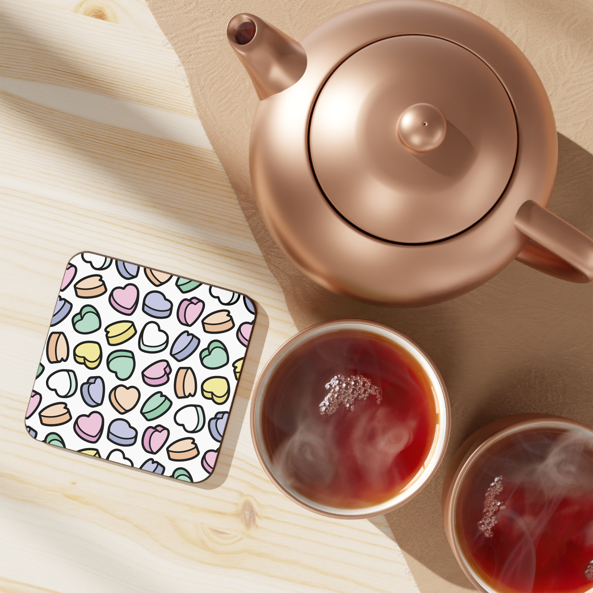 Candy Hearts Hardboard Coaster in Marshmallow product thumbnail image Candy Hearts Hardboard Coaster in Marshmallow product thumbnail image