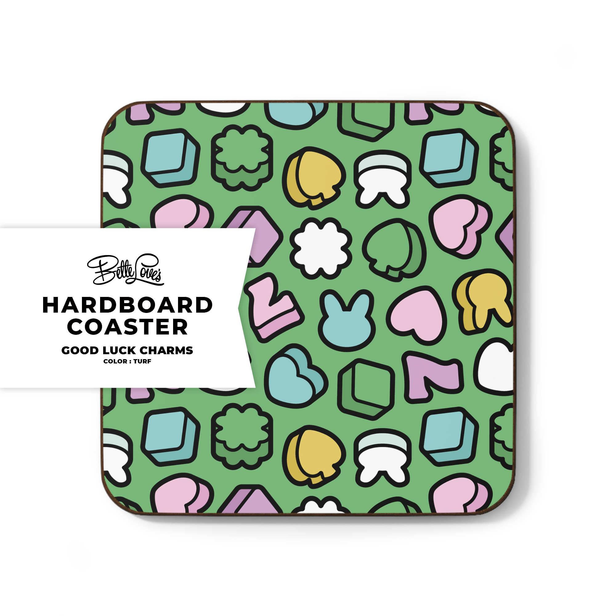 Good Luck Charms Hardboard Coaster in Turf Good Luck Charms Hardboard Coaster in Turf