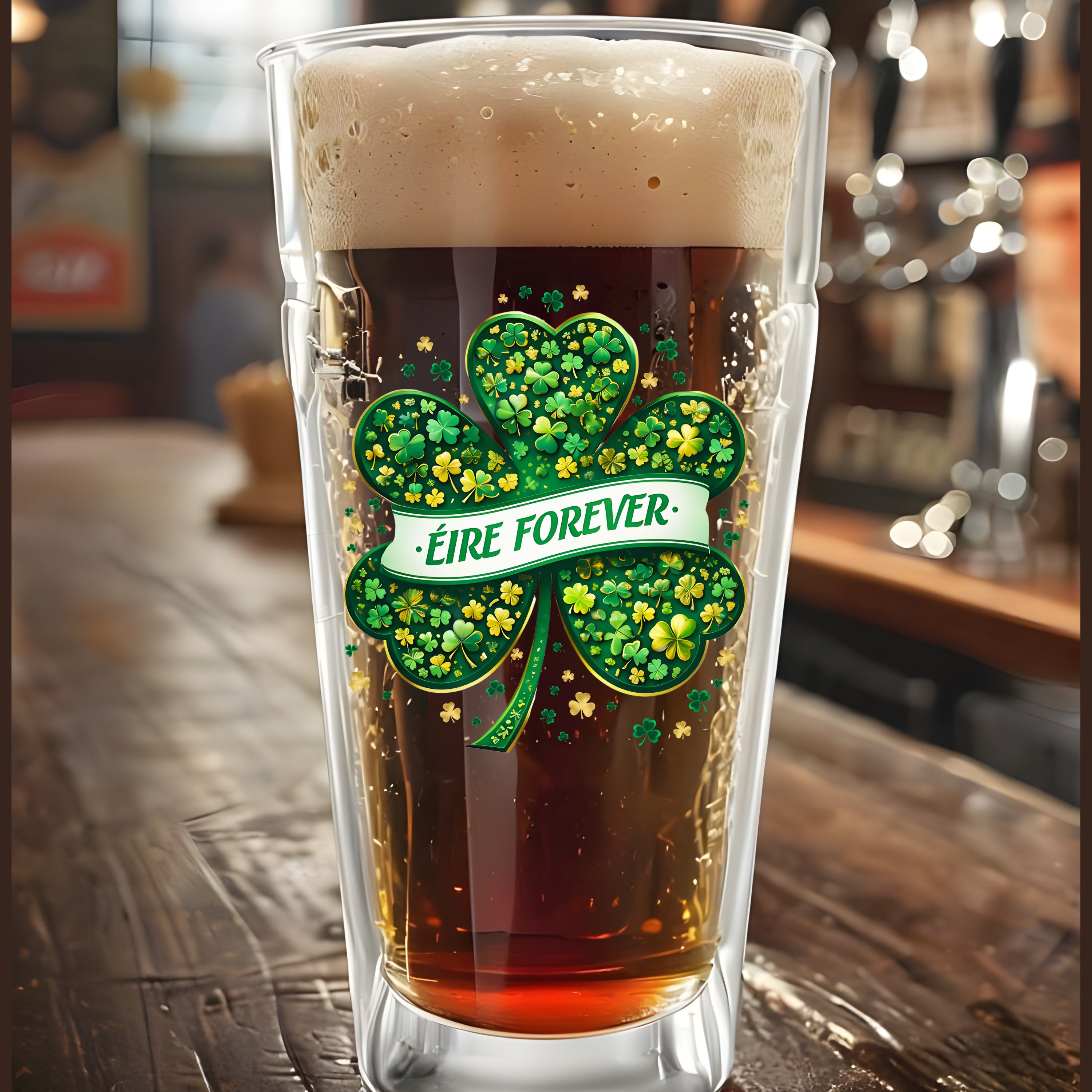 Éire Forever Irish Pint Glass – 16oz St. Patrick’s Day Beer Glass with Shamrock Design, Celtic Barware Gift Idea product thumbnail image