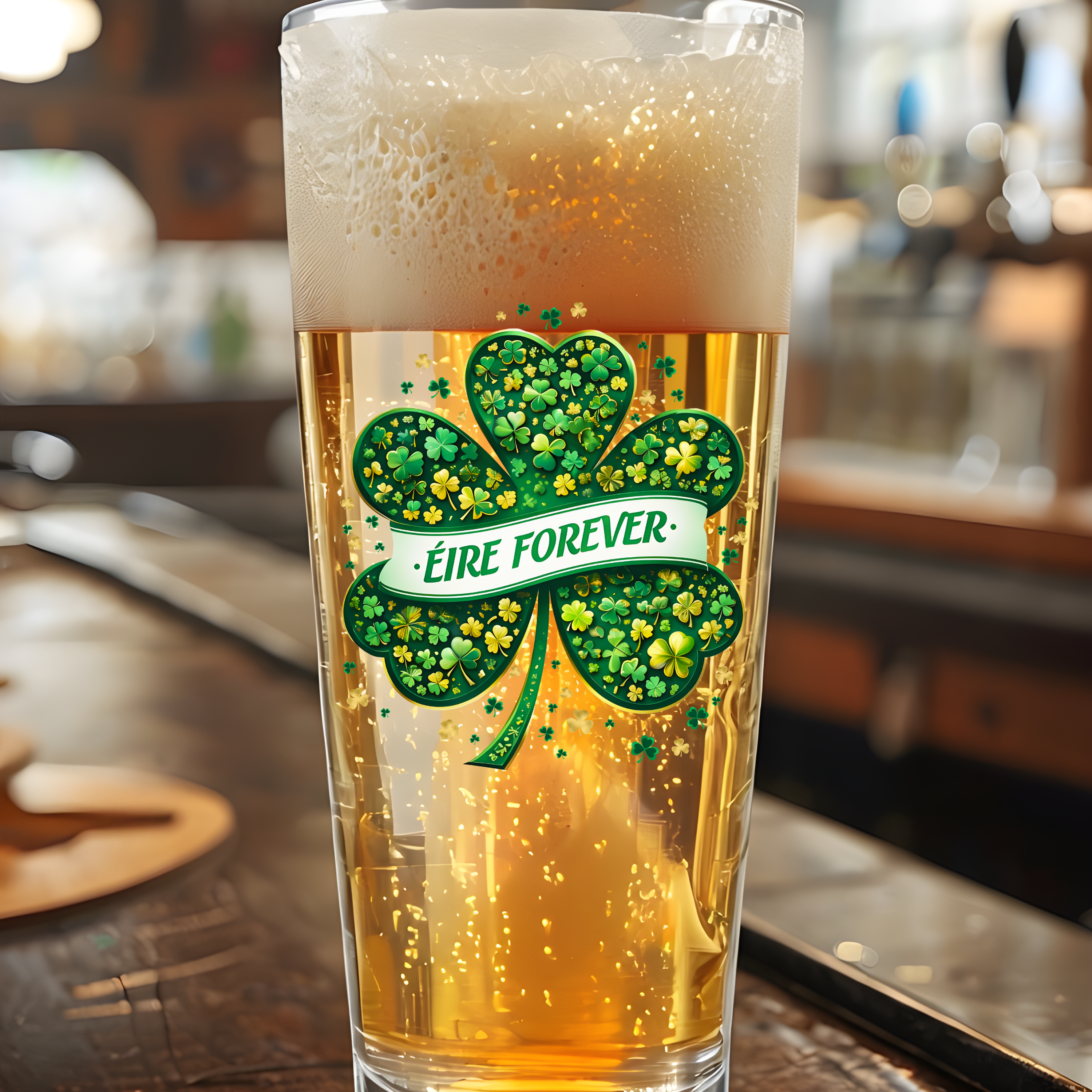 Éire Forever Irish Pint Glass – 16oz St. Patrick’s Day Beer Glass with Shamrock Design, Celtic Barware Gift Idea product thumbnail image