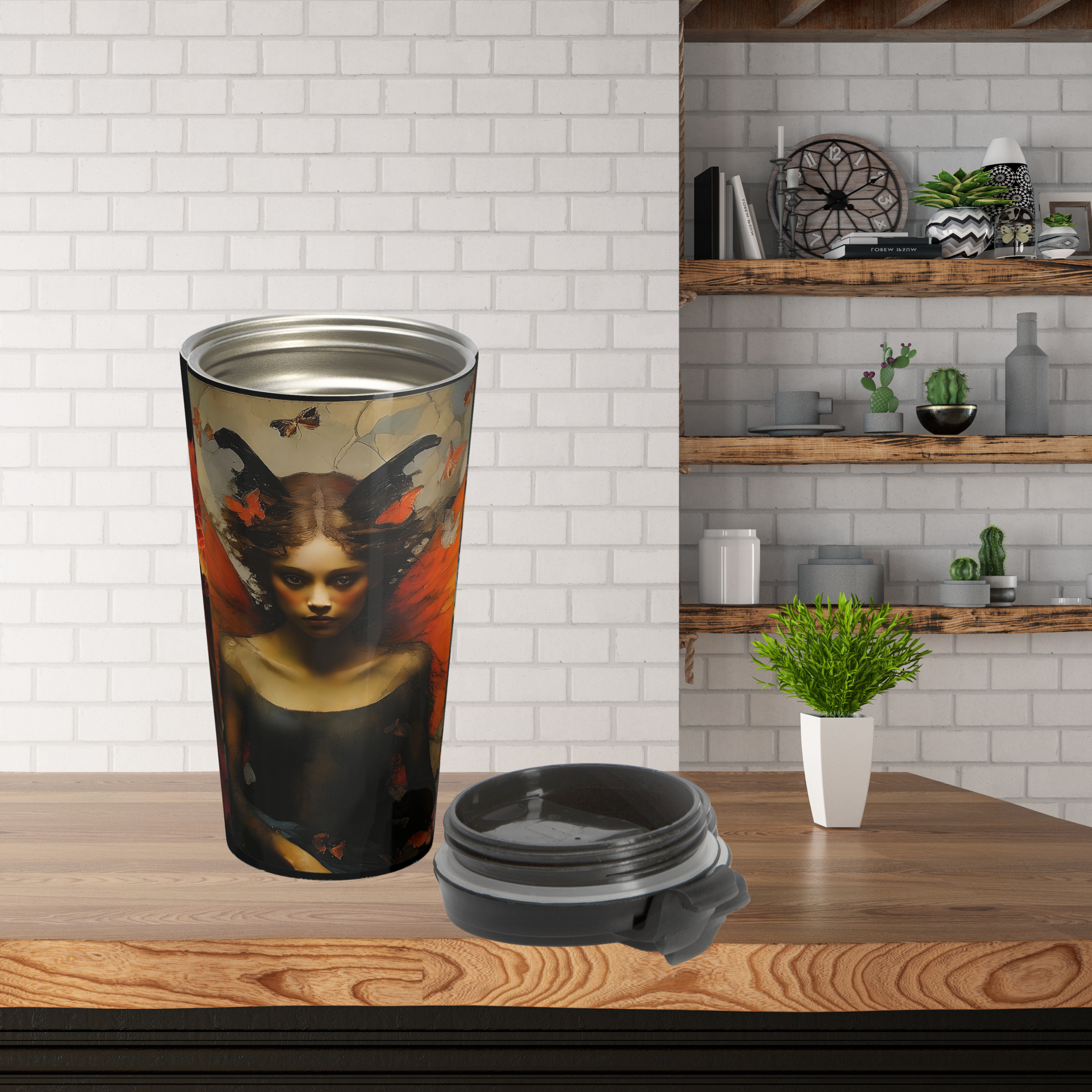 Fairy with Butterflies Stained Steel Mug