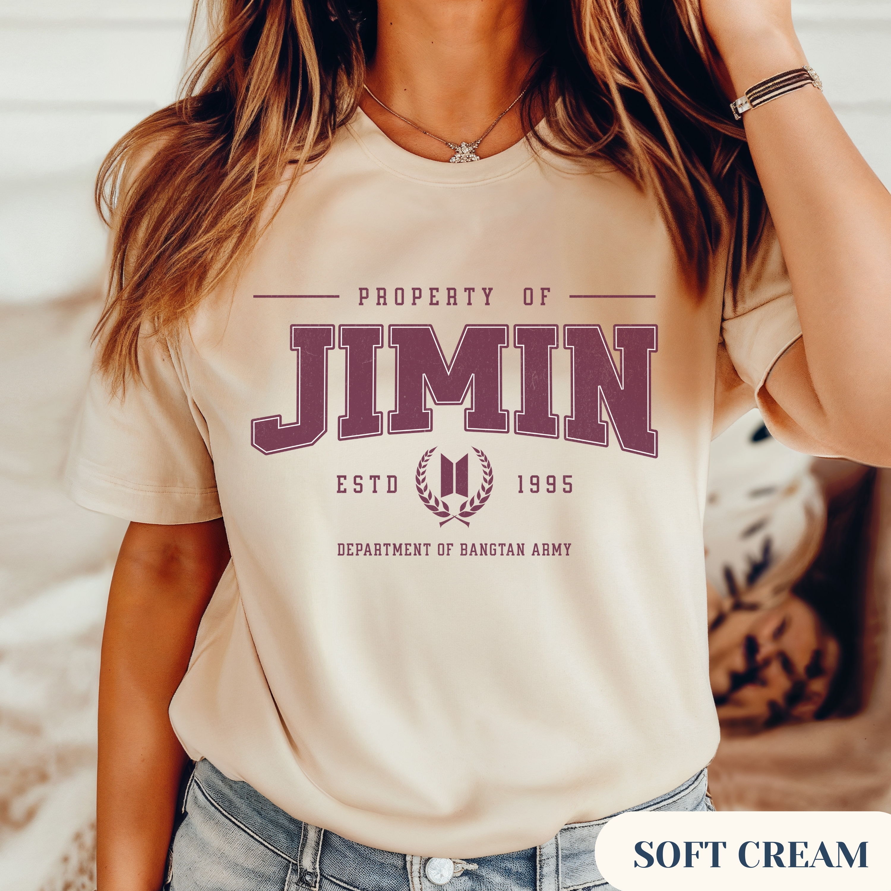 Jimin Bias Varisty Tee, Designed for ARMY by ARMY product thumbnail image Jimin Bias Varisty Tee, Designed for ARMY by ARMY product thumbnail image