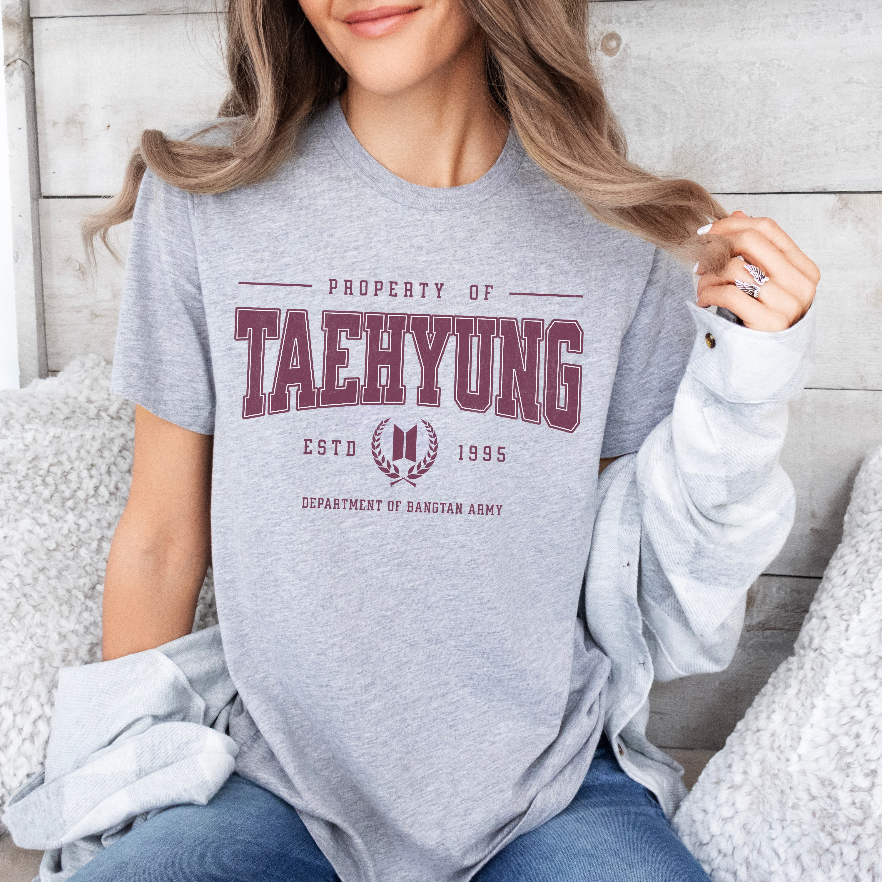 Tae Bias Varisty Tee, Designed for ARMY by ARMY product thumbnail image Tae Bias Varisty Tee, Designed for ARMY by ARMY product thumbnail image
