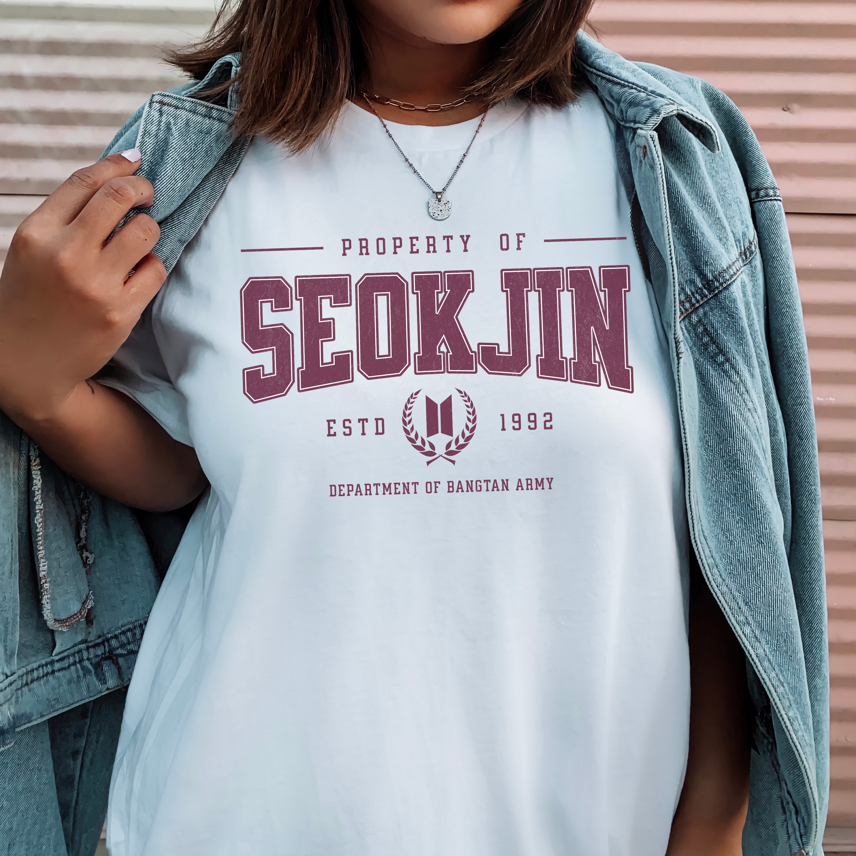 Jin Bias Varisty Tee, Designed for ARMY by ARMY product thumbnail image Jin Bias Varisty Tee, Designed for ARMY by ARMY product thumbnail image