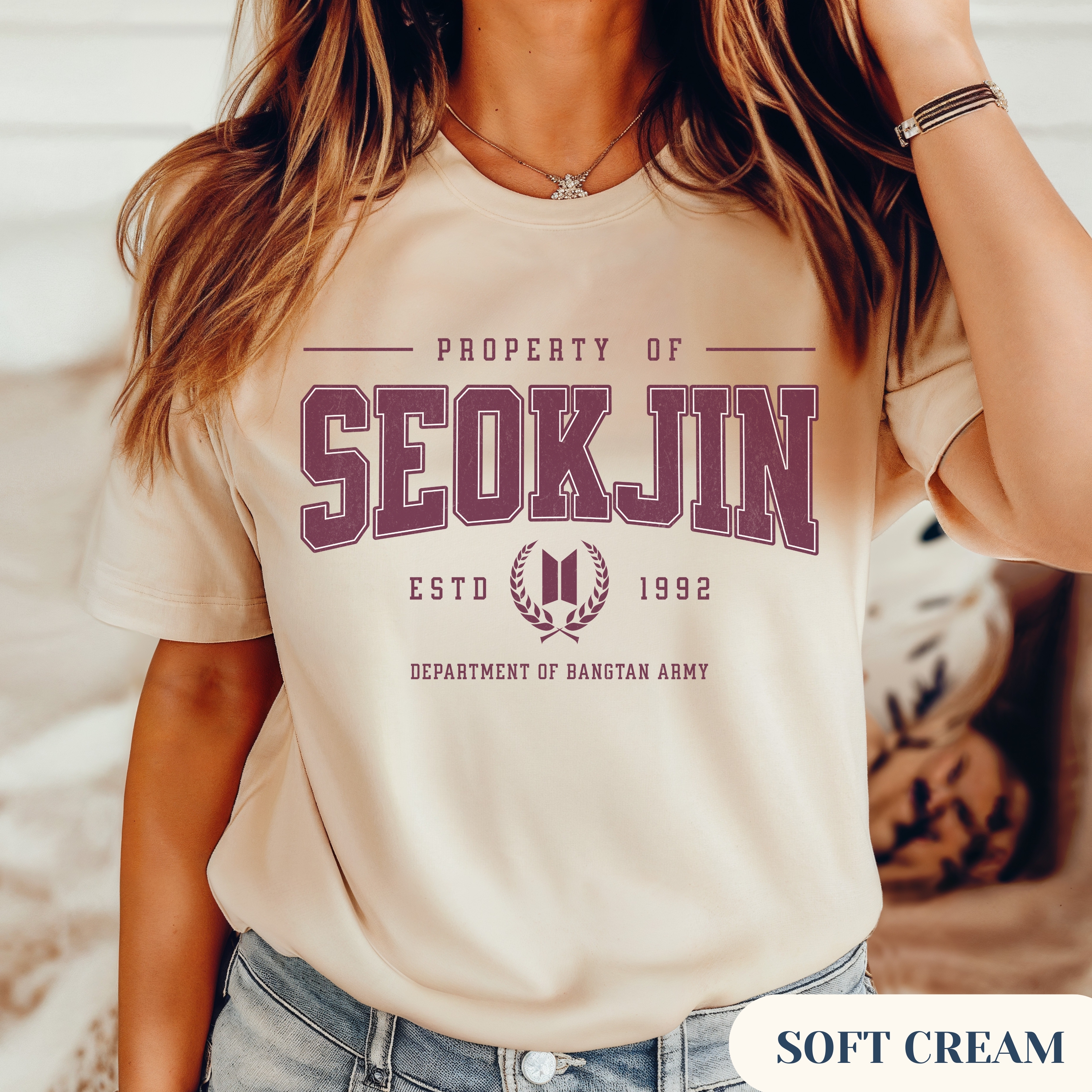 Jin Bias Varisty Tee, Designed for ARMY by ARMY product thumbnail image Jin Bias Varisty Tee, Designed for ARMY by ARMY product thumbnail image