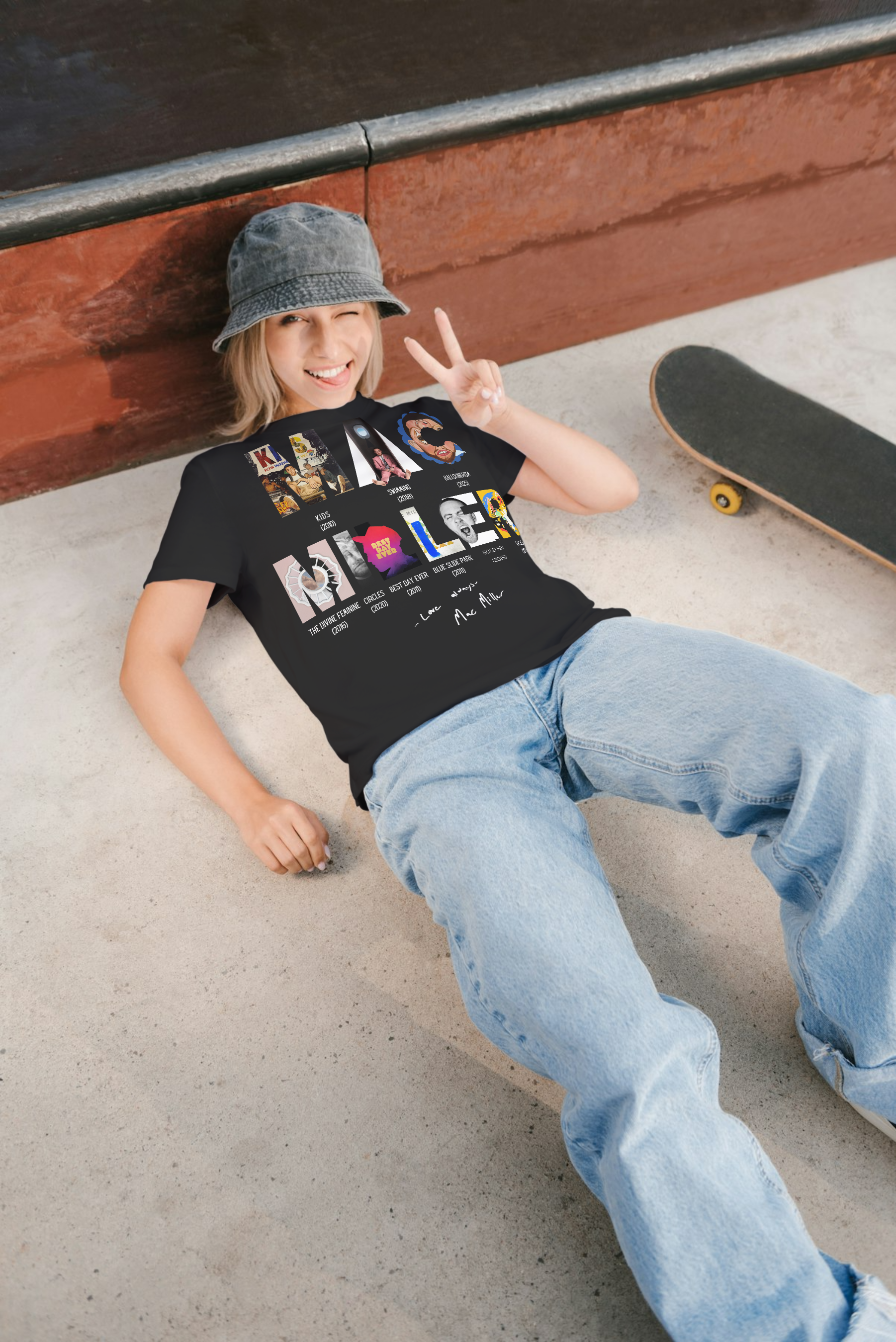 Mac Miller 'Discography' HQ Tribute Tee | (Original Design)  | Official Blue Slide Park Merch  |  10% of every sale goes directly to the Mac Miller Foundation. product thumbnail image