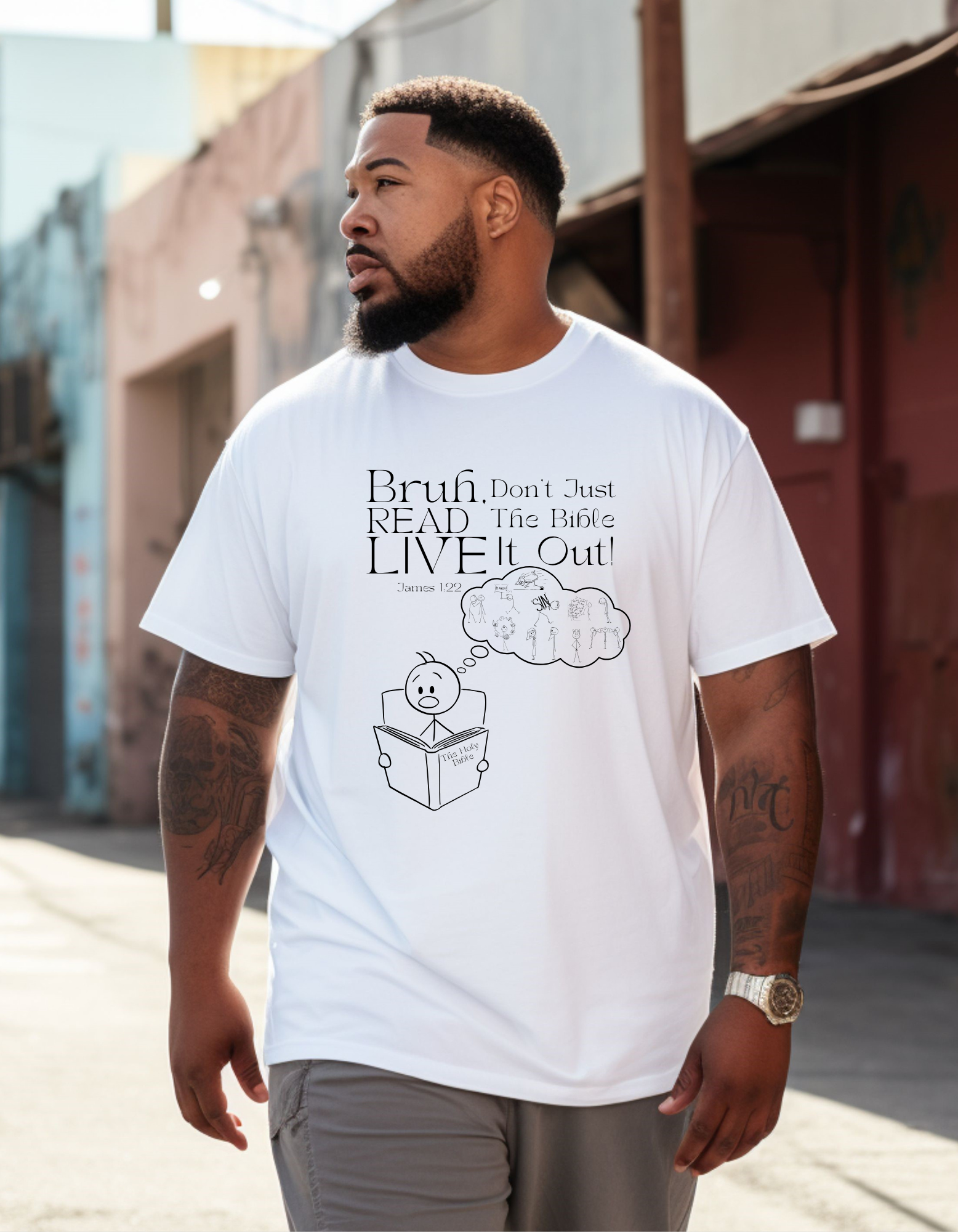 Christian Unisex Tee - Bruh, Don't Just READ The Bible, LIVE It Out Reminder Shirt