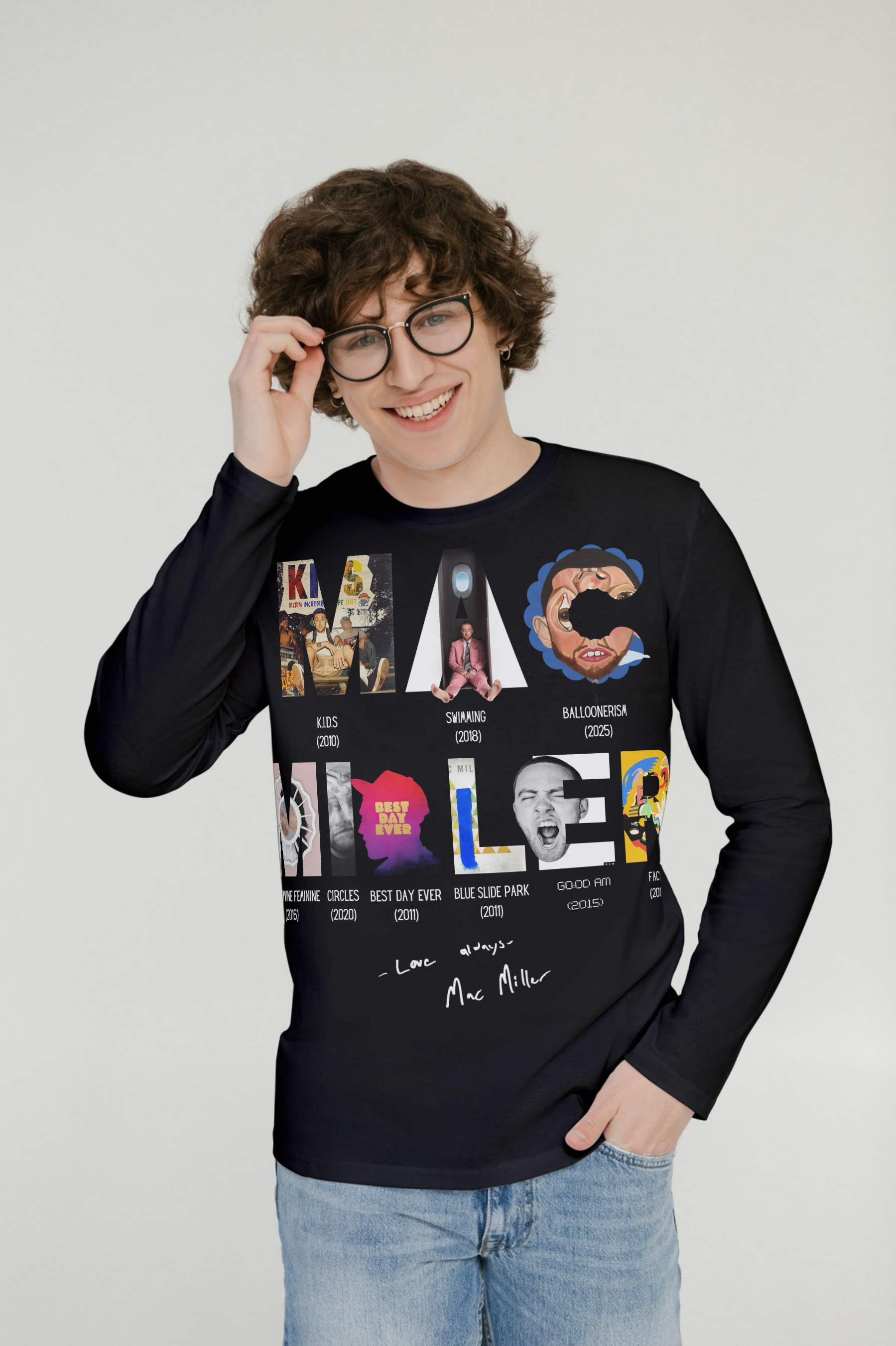 Mac Miller "Albums Collection" Long Sleeve Tee 