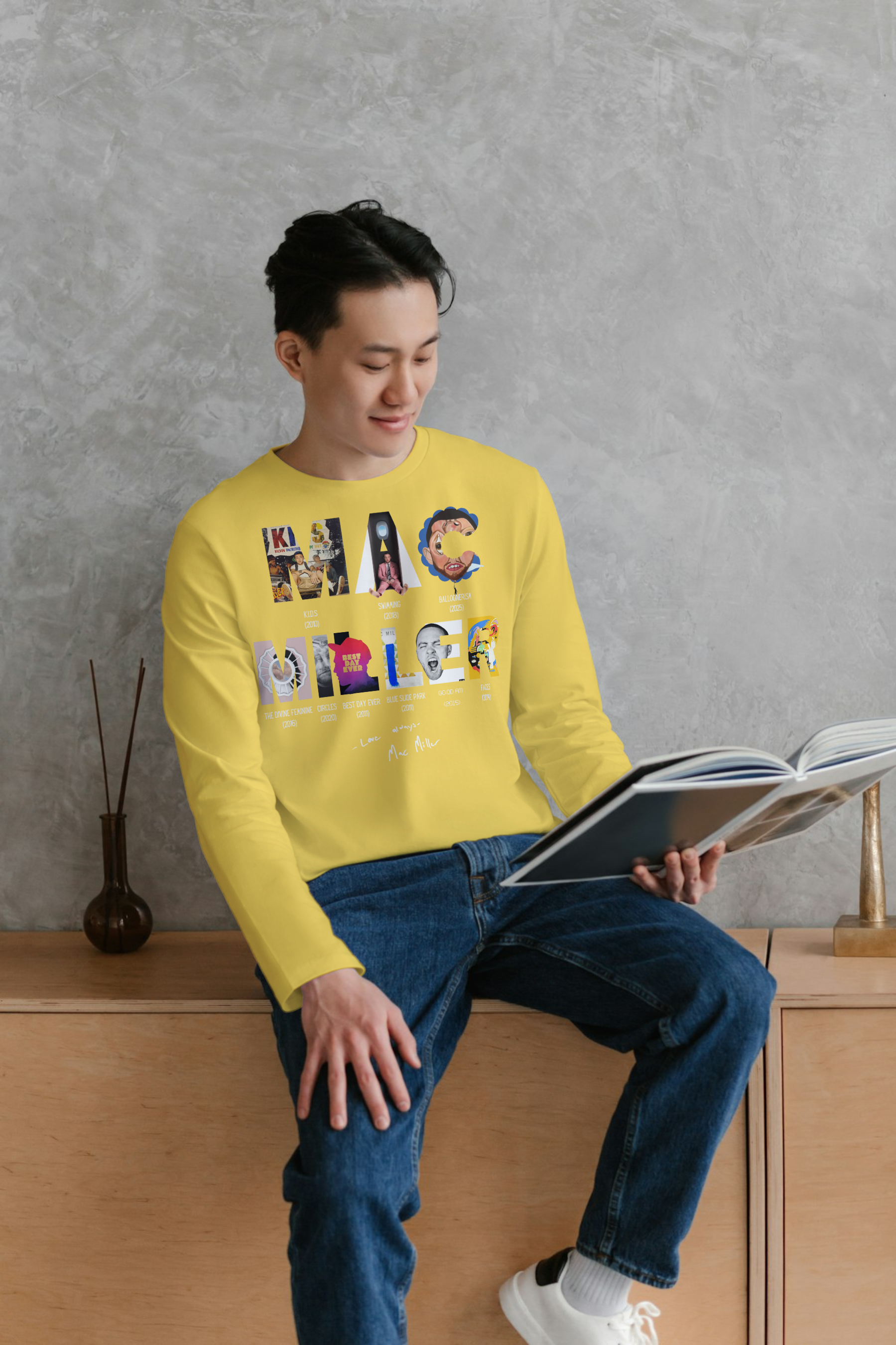 Mac Miller "Albums Collection" Long Sleeve Tee  product thumbnail image