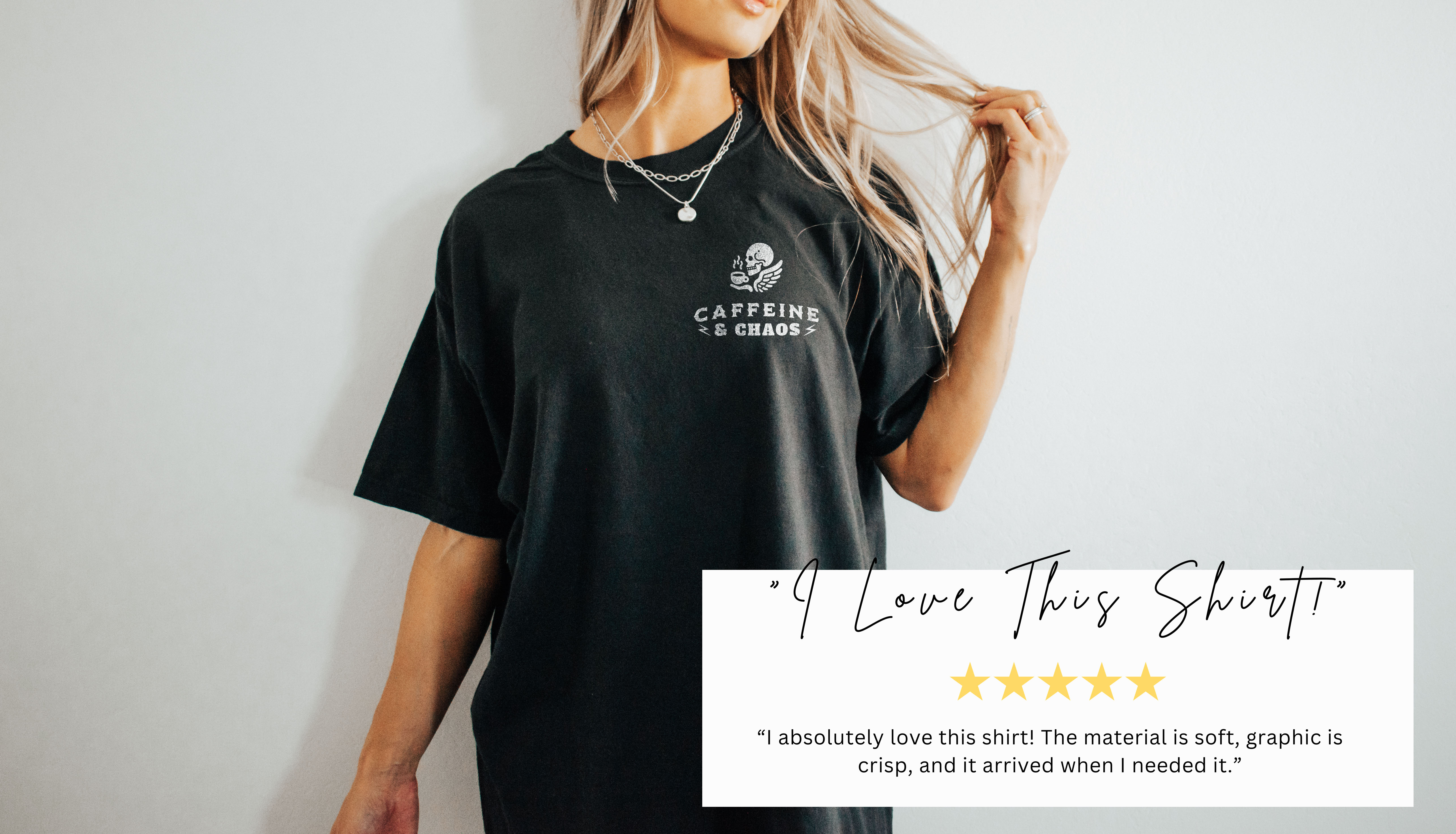 Caff & Chaos Motherhood Tee product thumbnail image Caff & Chaos Motherhood Tee product thumbnail image