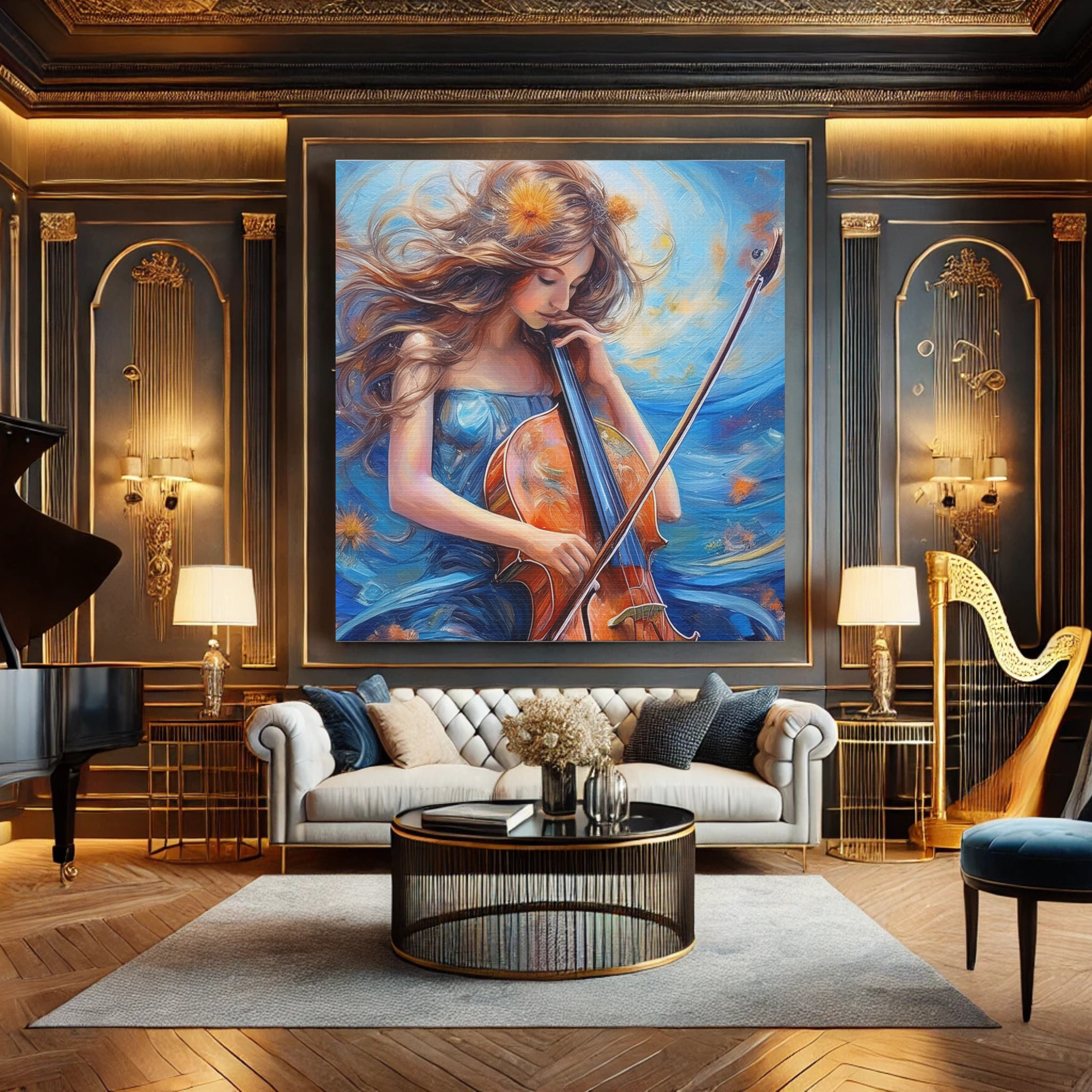 Melodic Serenity | Elegant Cello-Inspired Wall Art product thumbnail image