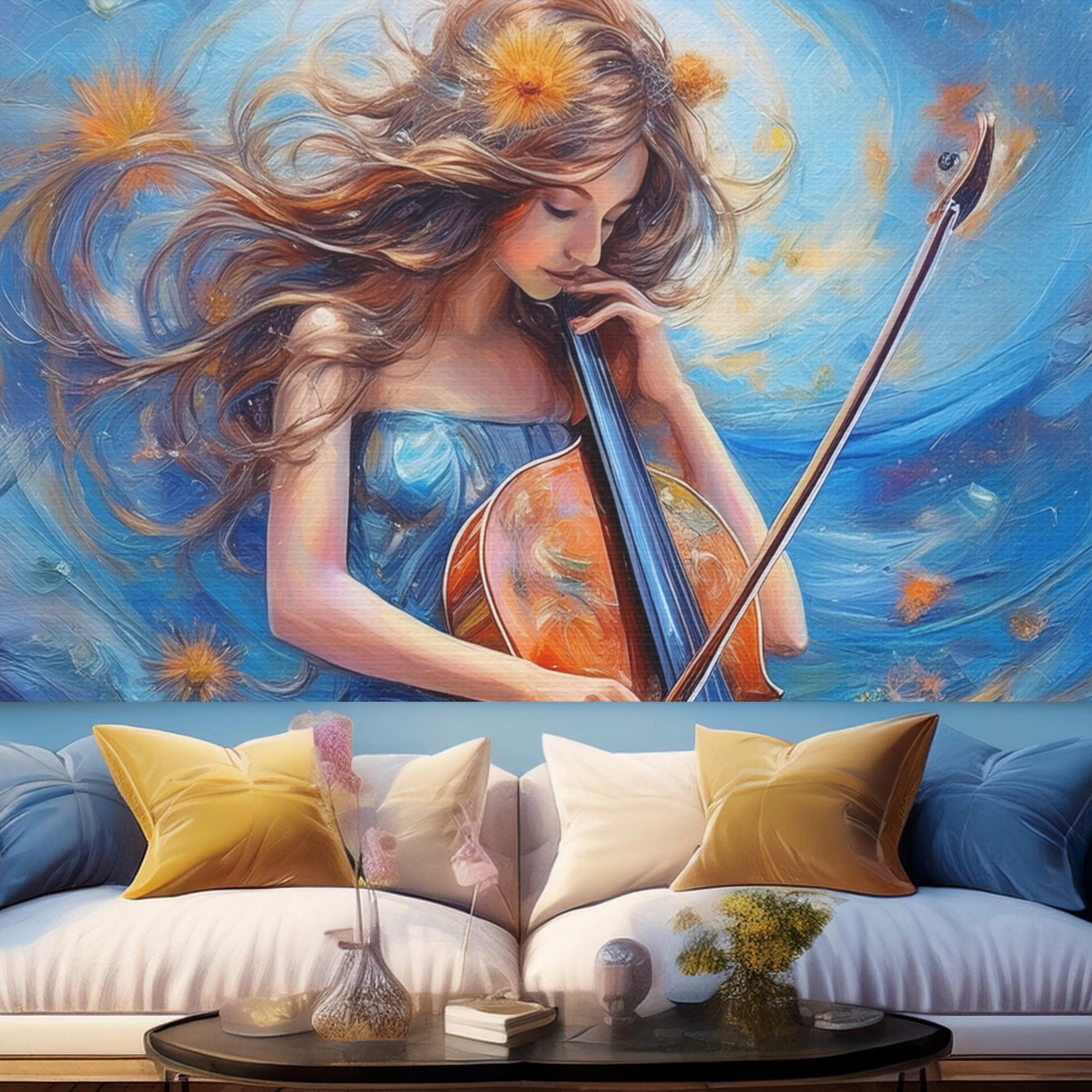Melodic Serenity | Elegant Cello-Inspired Wall Art