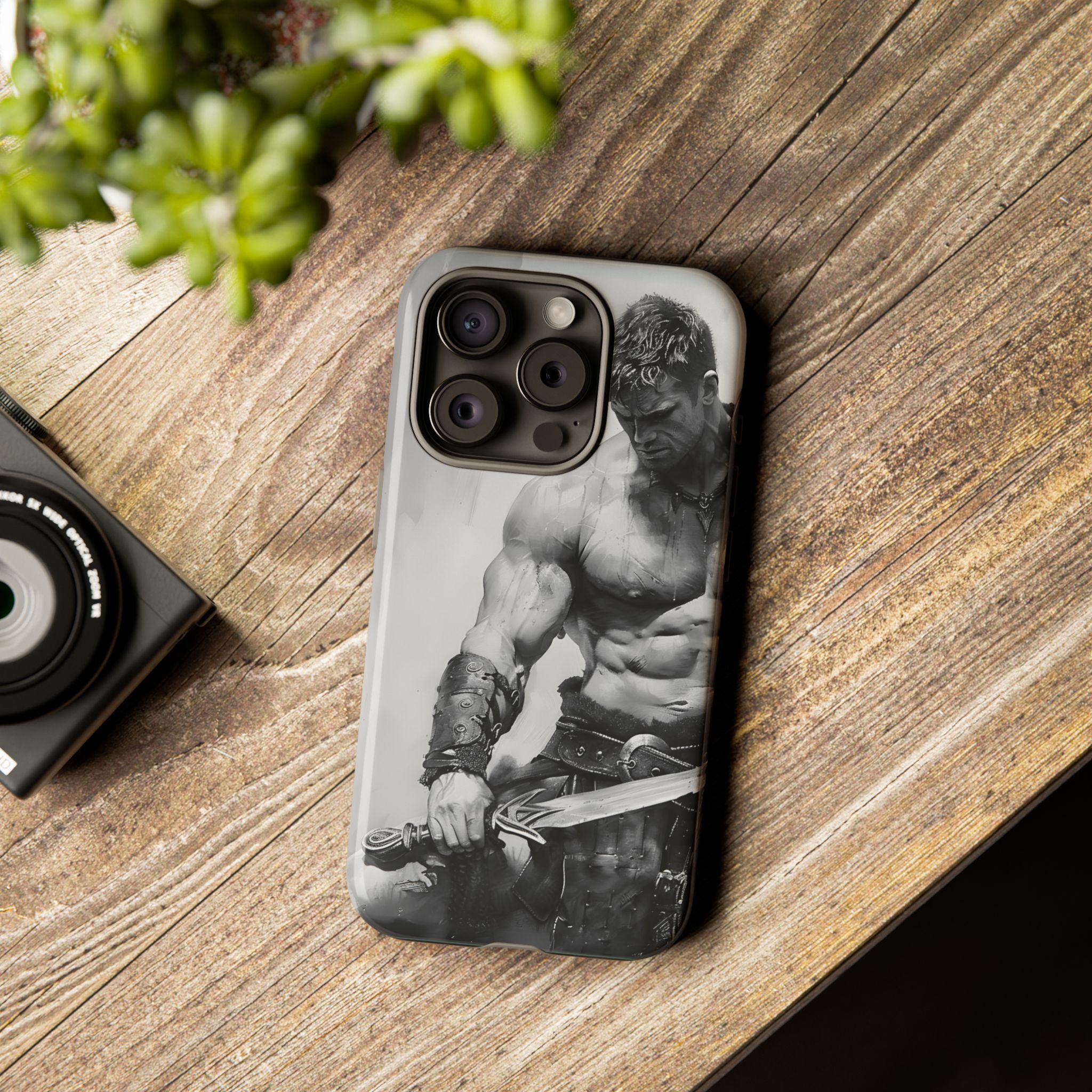 Stoic Warrior Black and White Phone Case product thumbnail image Stoic Warrior Black and White Phone Case product thumbnail image
