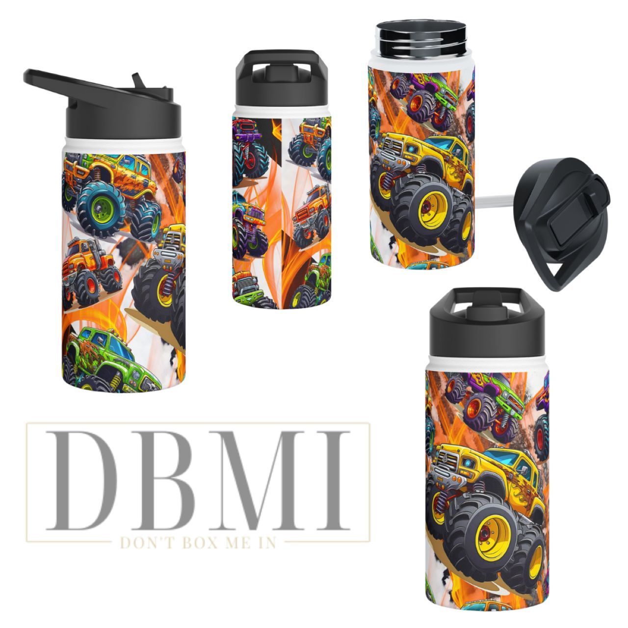 Monster Truck, Stainless Steel Water Bottle, Standard Lid